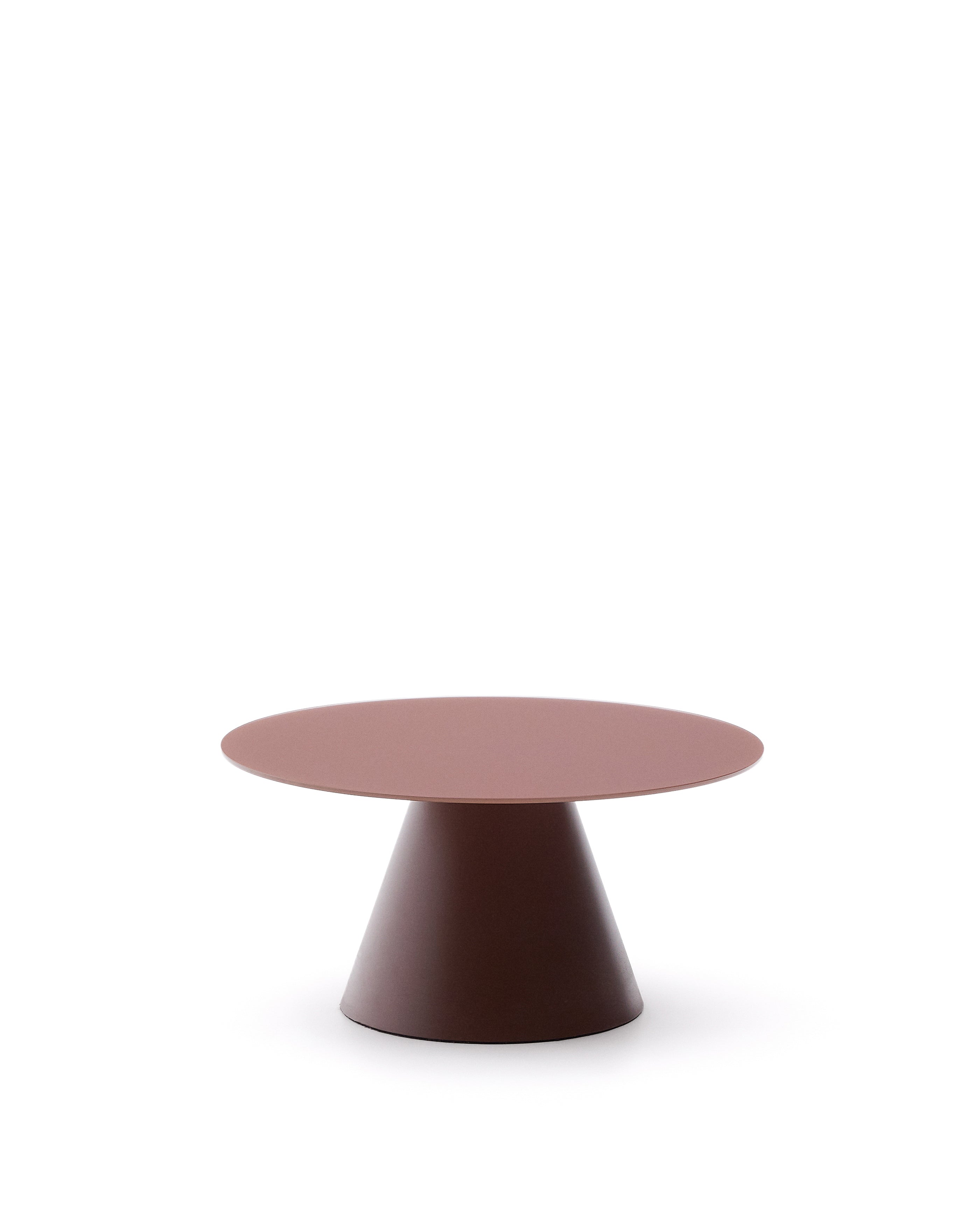 Wilshire coffee table with frosted tempered glass and matt terracotta painted steel finish Ø80cm - Product Image