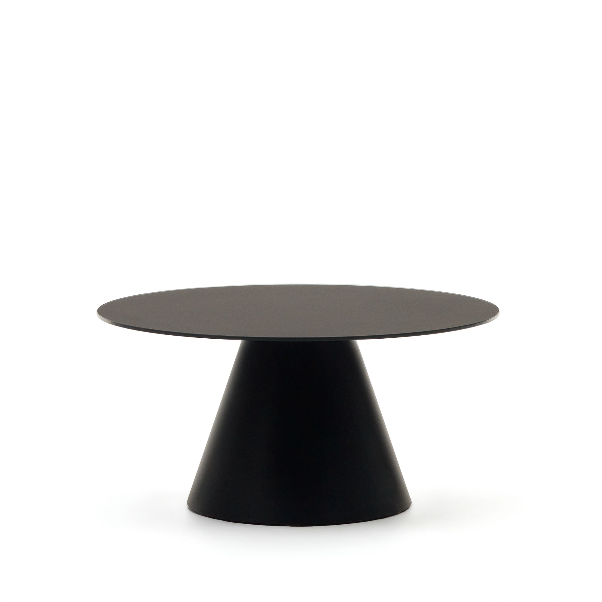 Wilshire tempered glass and metal coffee table with a black finish, Ø 80 cm - Product Image