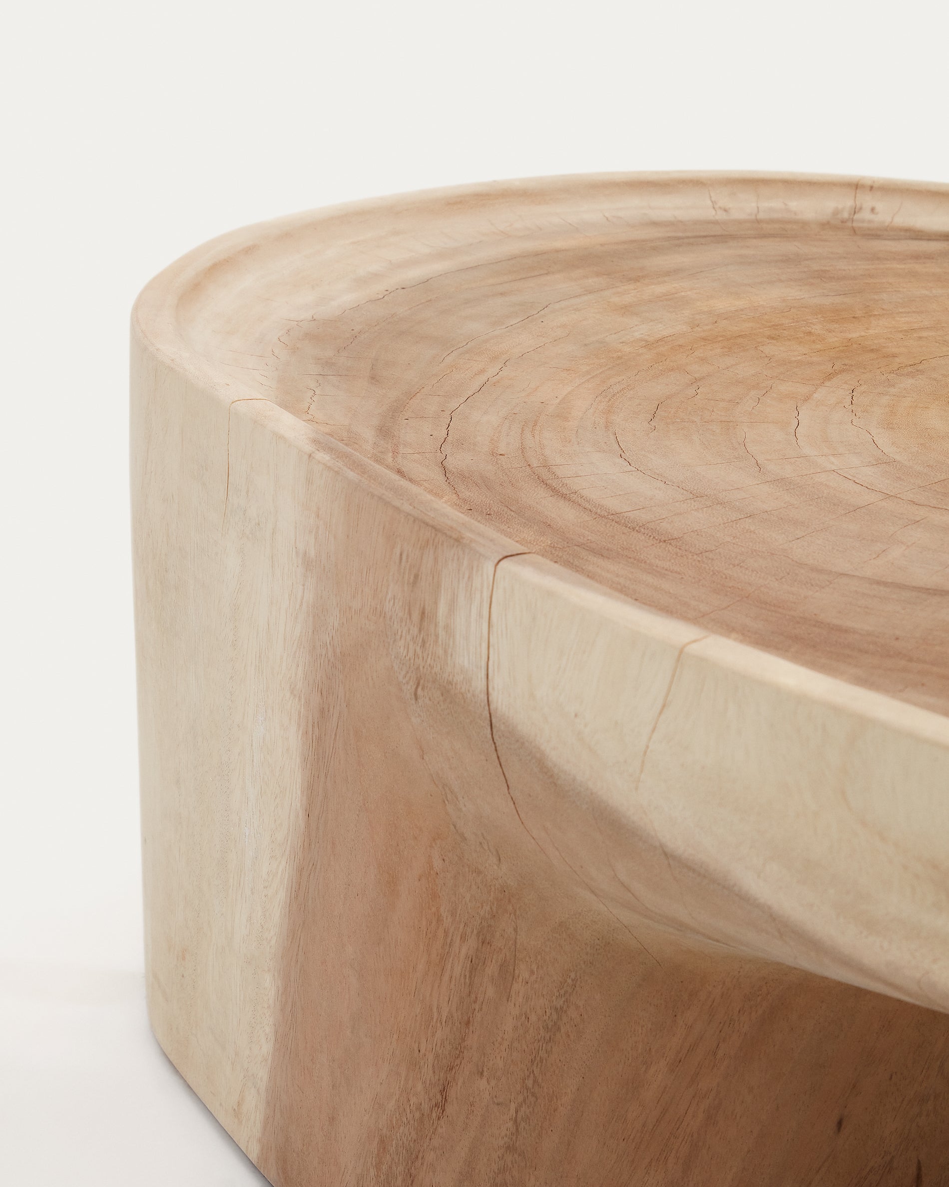 Mosi solid mungur wood coffee table with stand Ø 90 x 50 cm - Detail