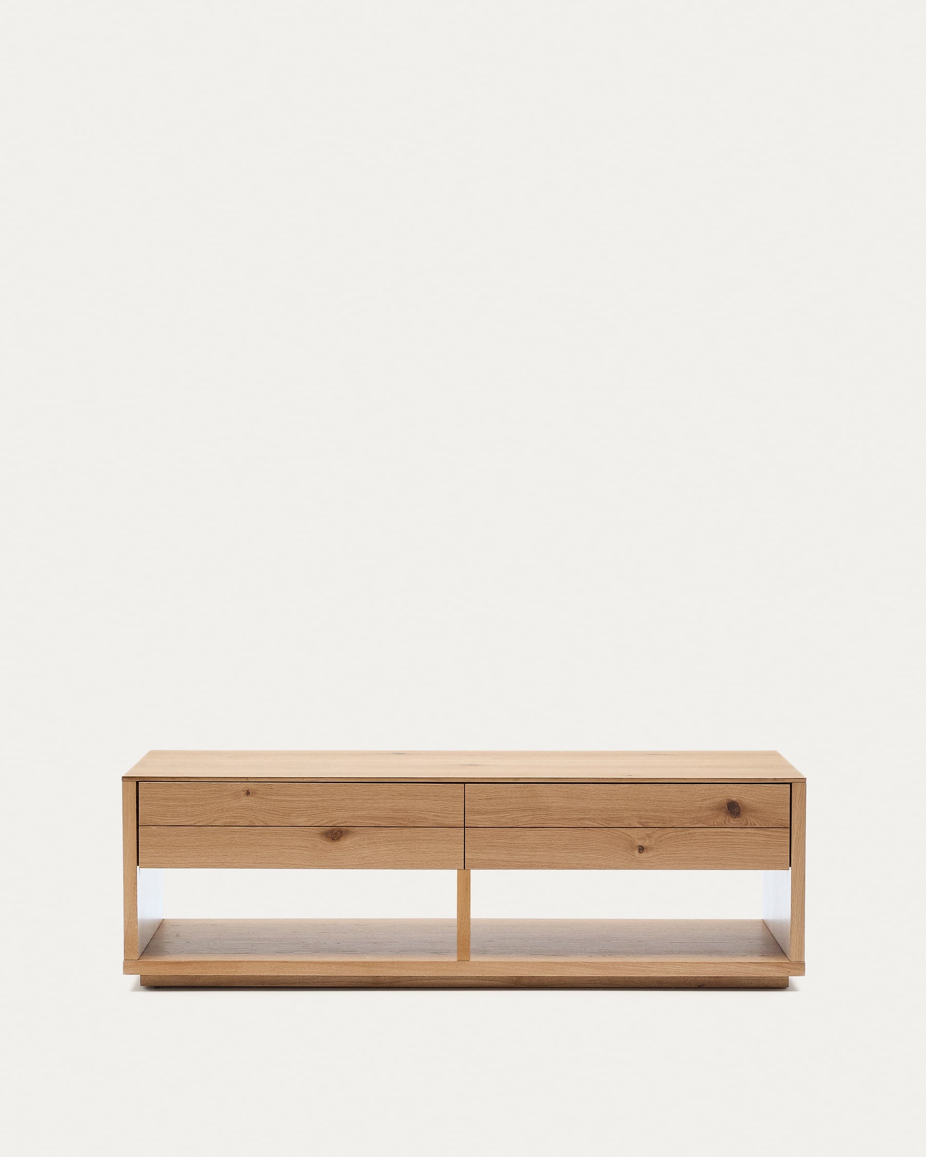 Alguema coffee table with 2 drawers with oak veneer, natural finish 140 x 60 cm