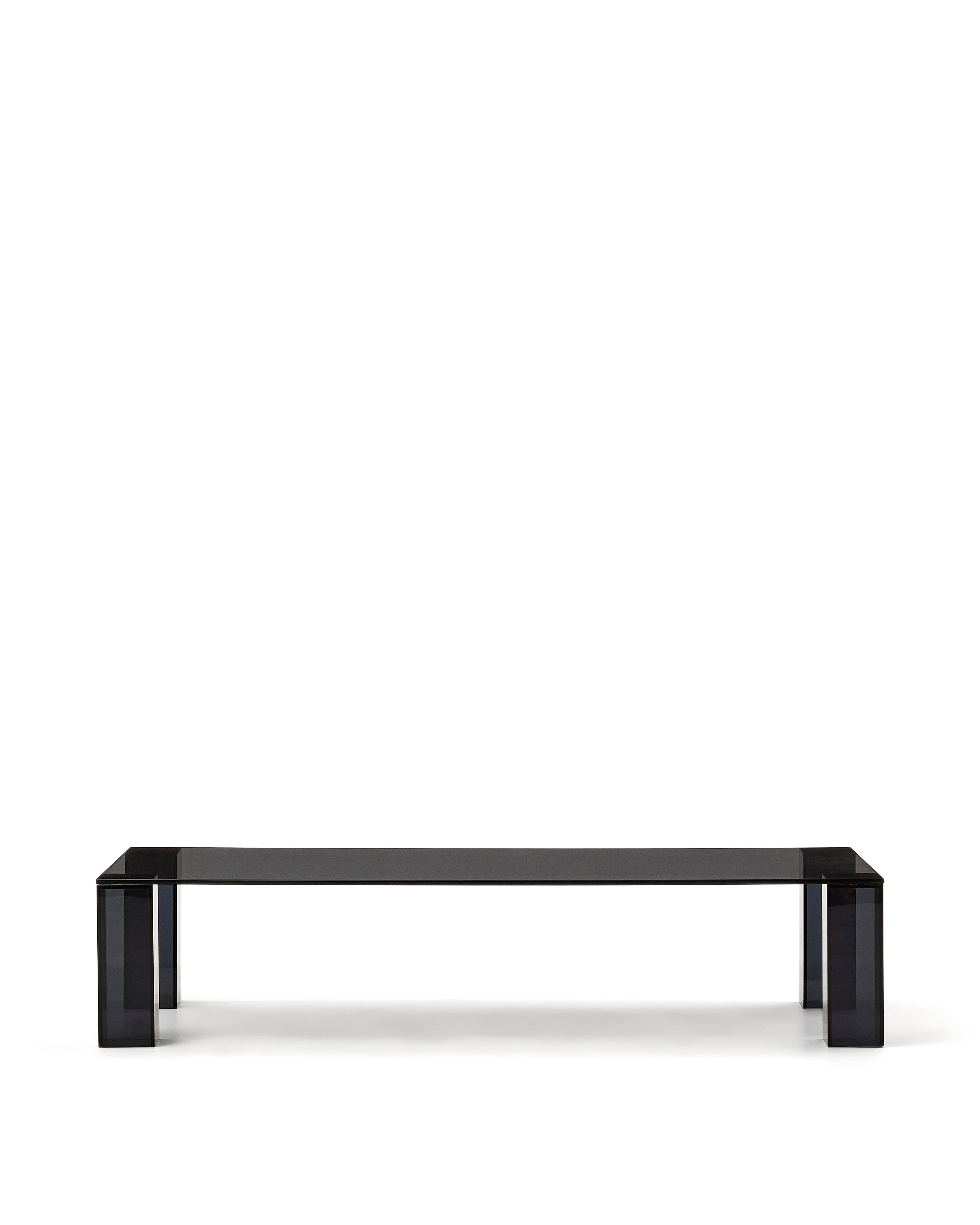 Adularia dark gray coffee table made of tempered glass, 140 x 60 cm