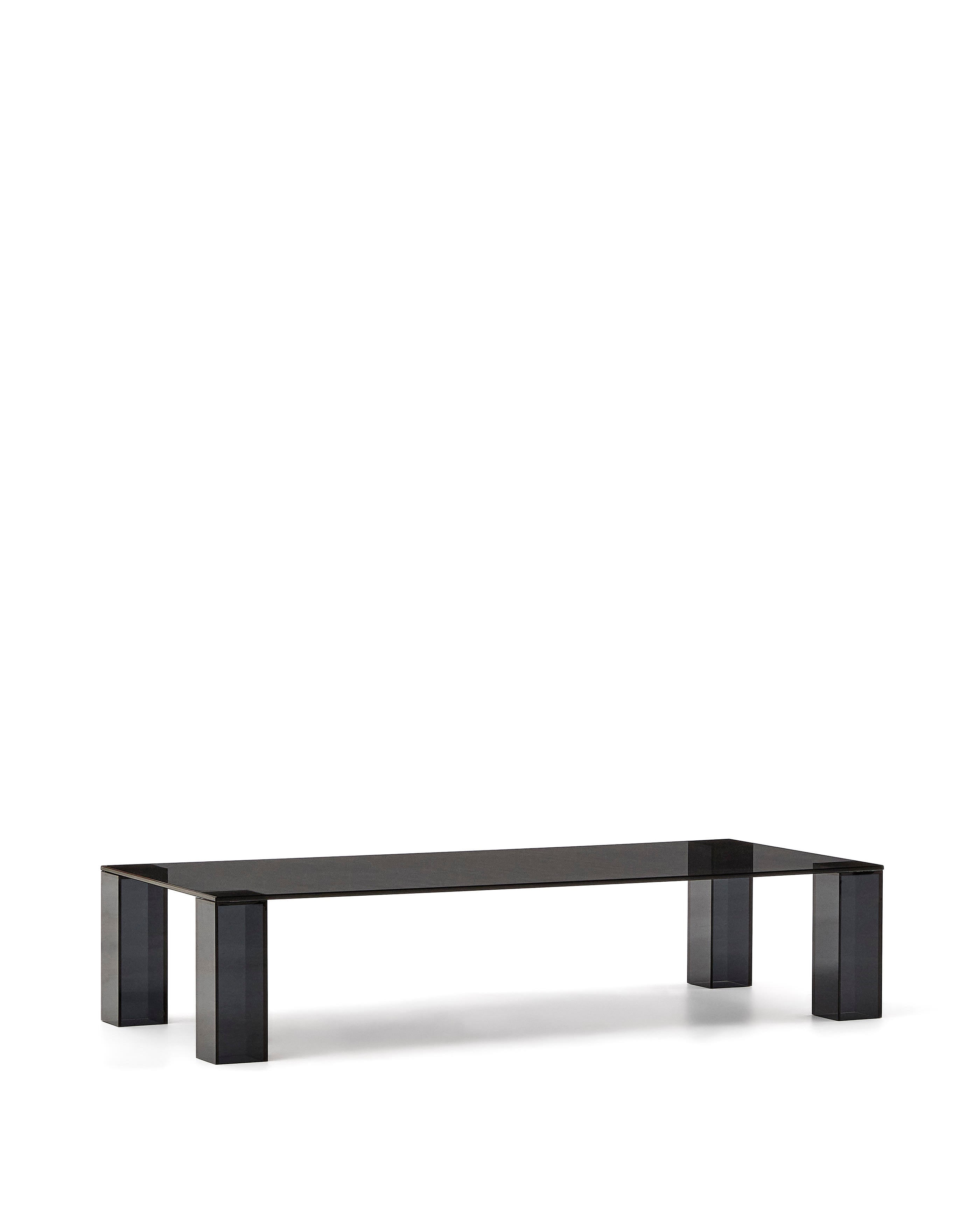 Adularia dark gray coffee table made of tempered glass, 140 x 60 cm