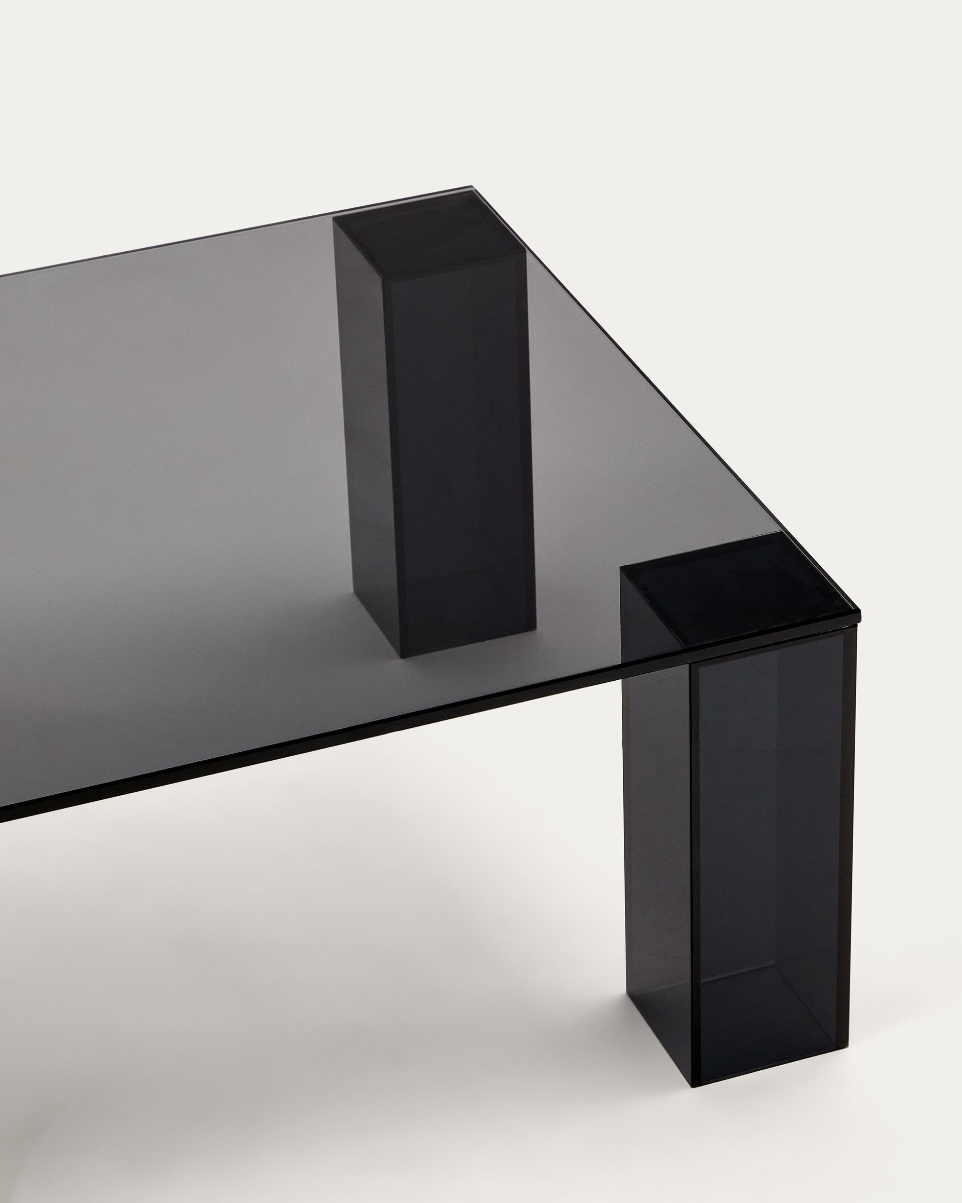 Adularia dark gray coffee table made of tempered glass, 140 x 60 cm