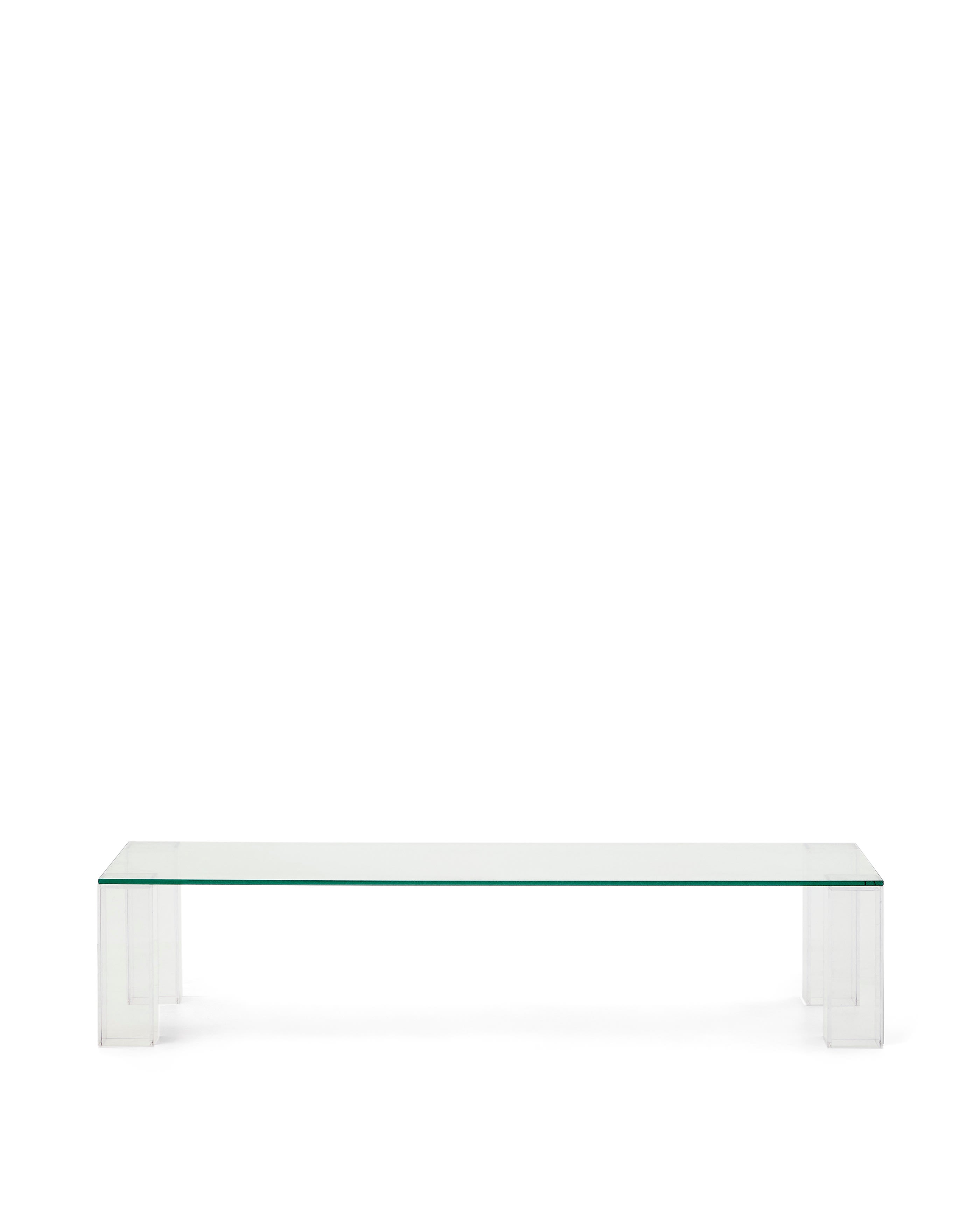 Adularia transparent, tempered glass coffee table, 140 x 60 cm