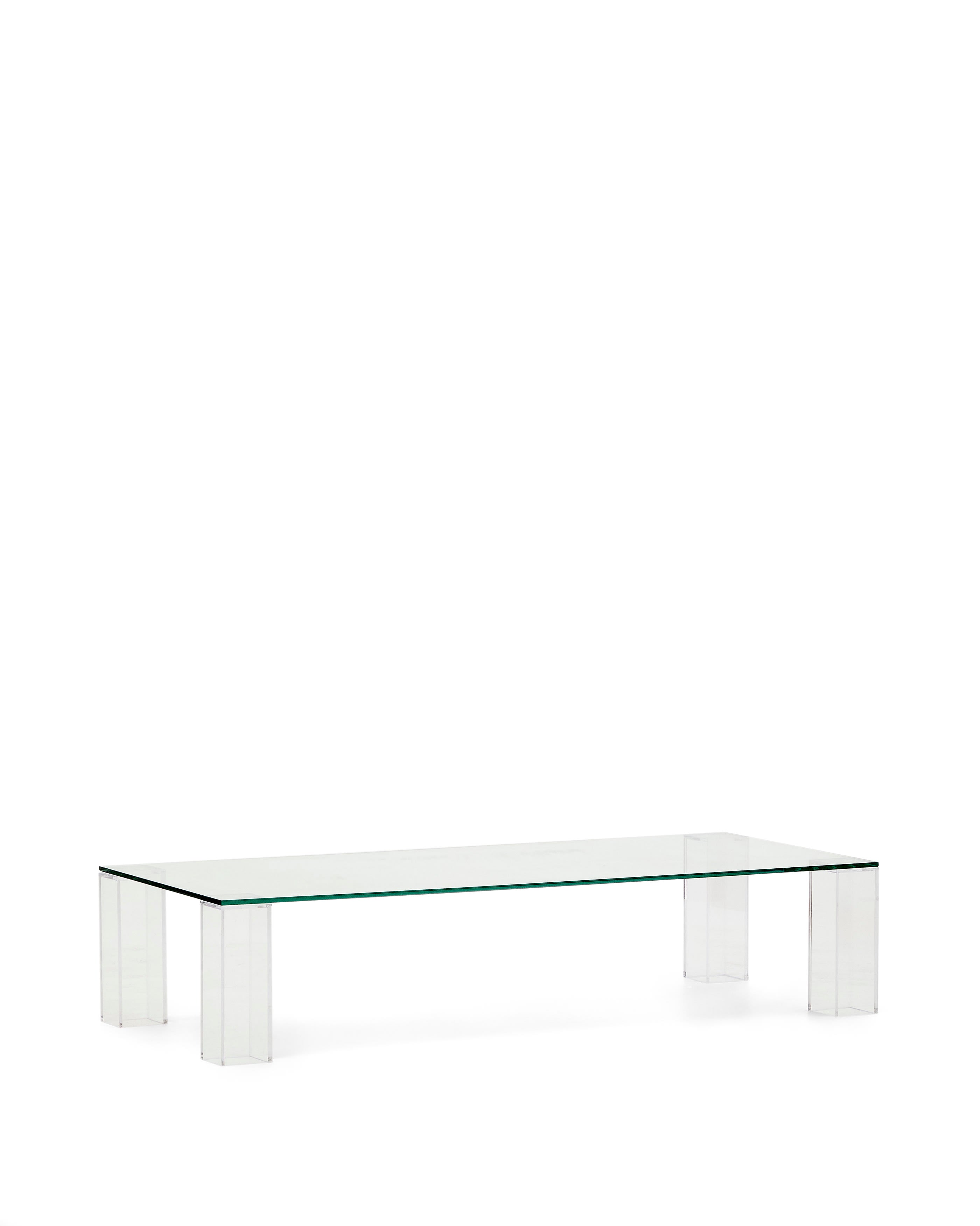 Adularia transparent, tempered glass coffee table, 140 x 60 cm