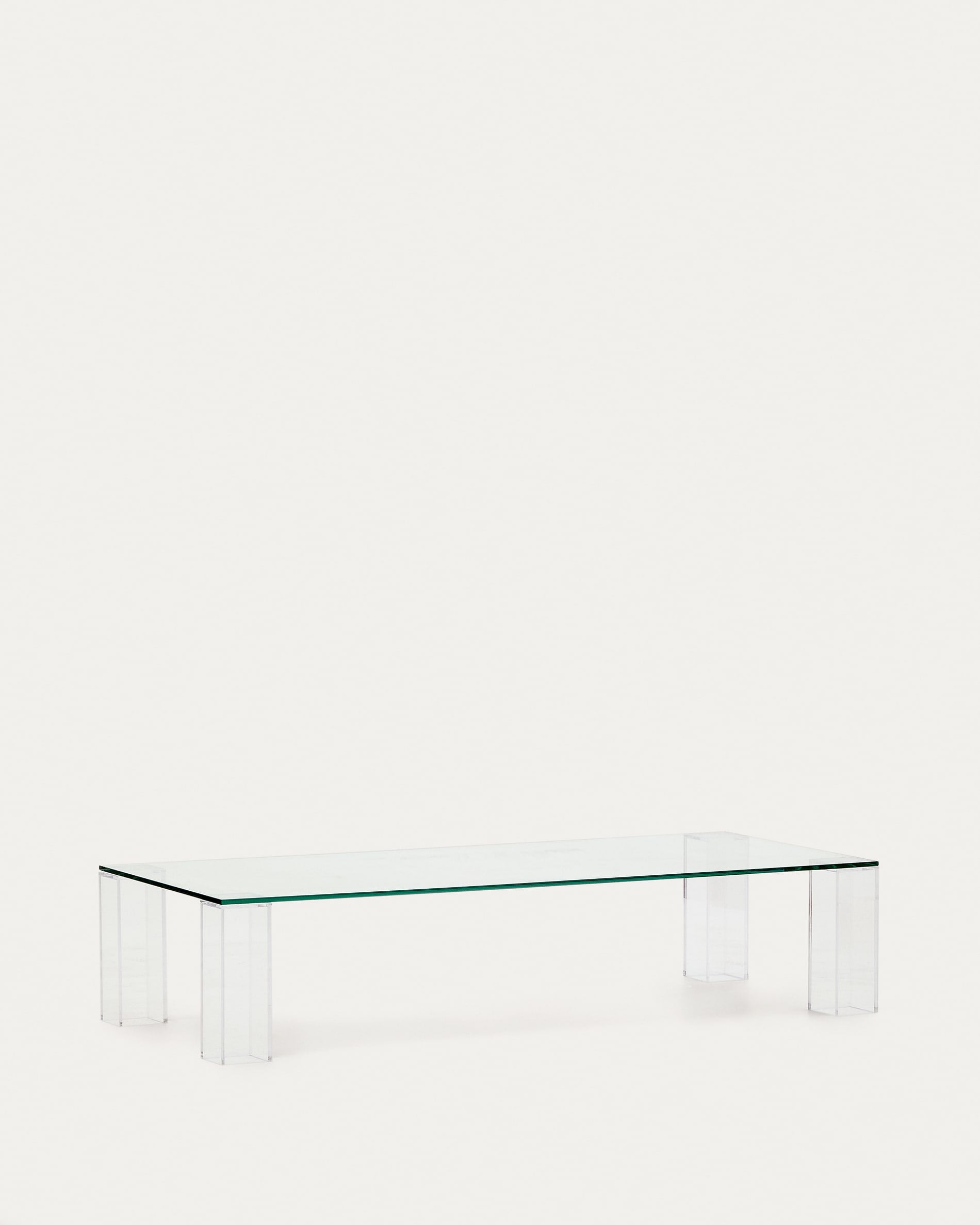 Adularia transparent, tempered glass coffee table, 140 x 60 cm