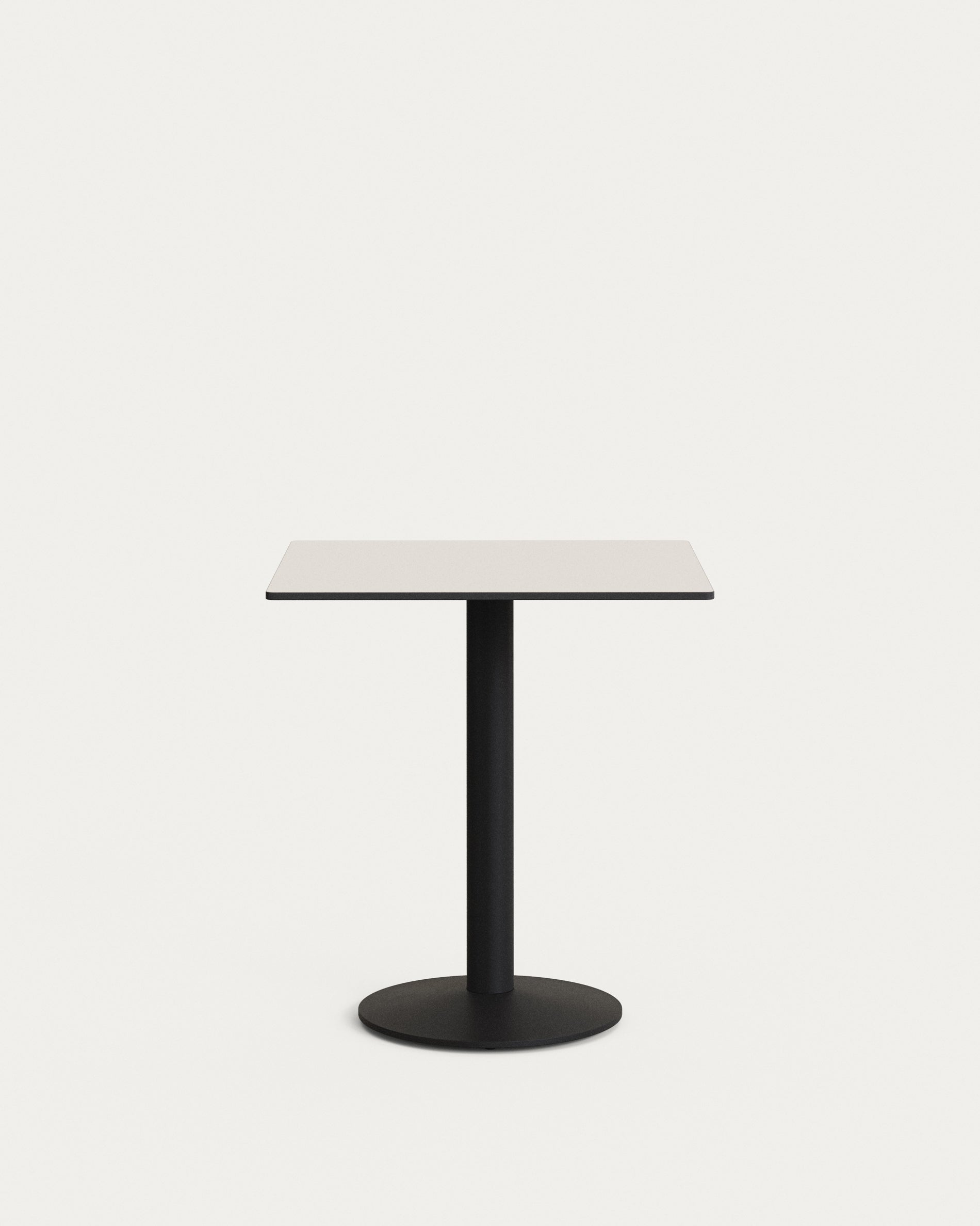 Esilda outdoor table in white with metal leg in a painted black finish, 70 x 70 x 70 cm - Product Image