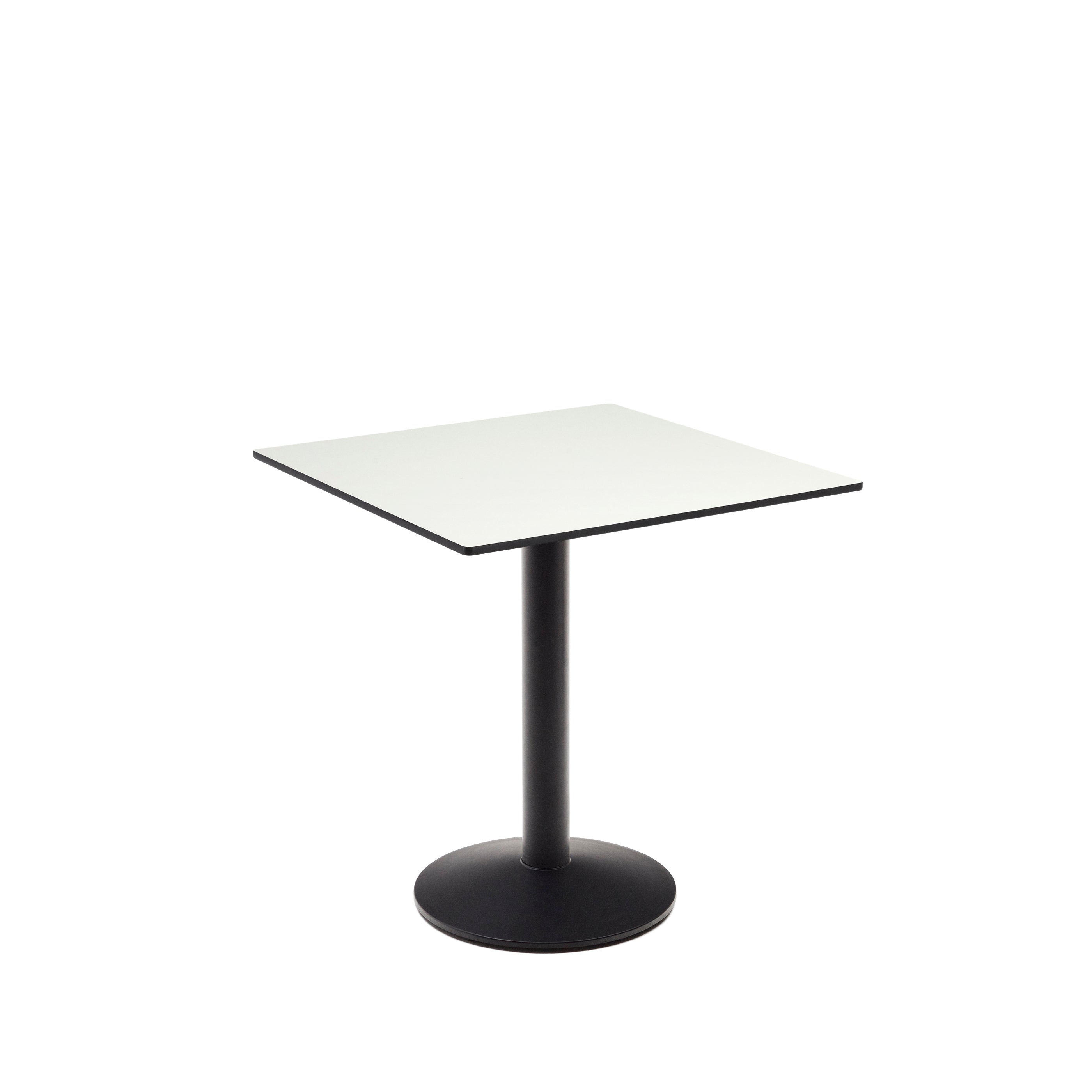 Esilda outdoor table in white with metal leg in a painted black finish, 70 x 70 x 70 cm - Product Image