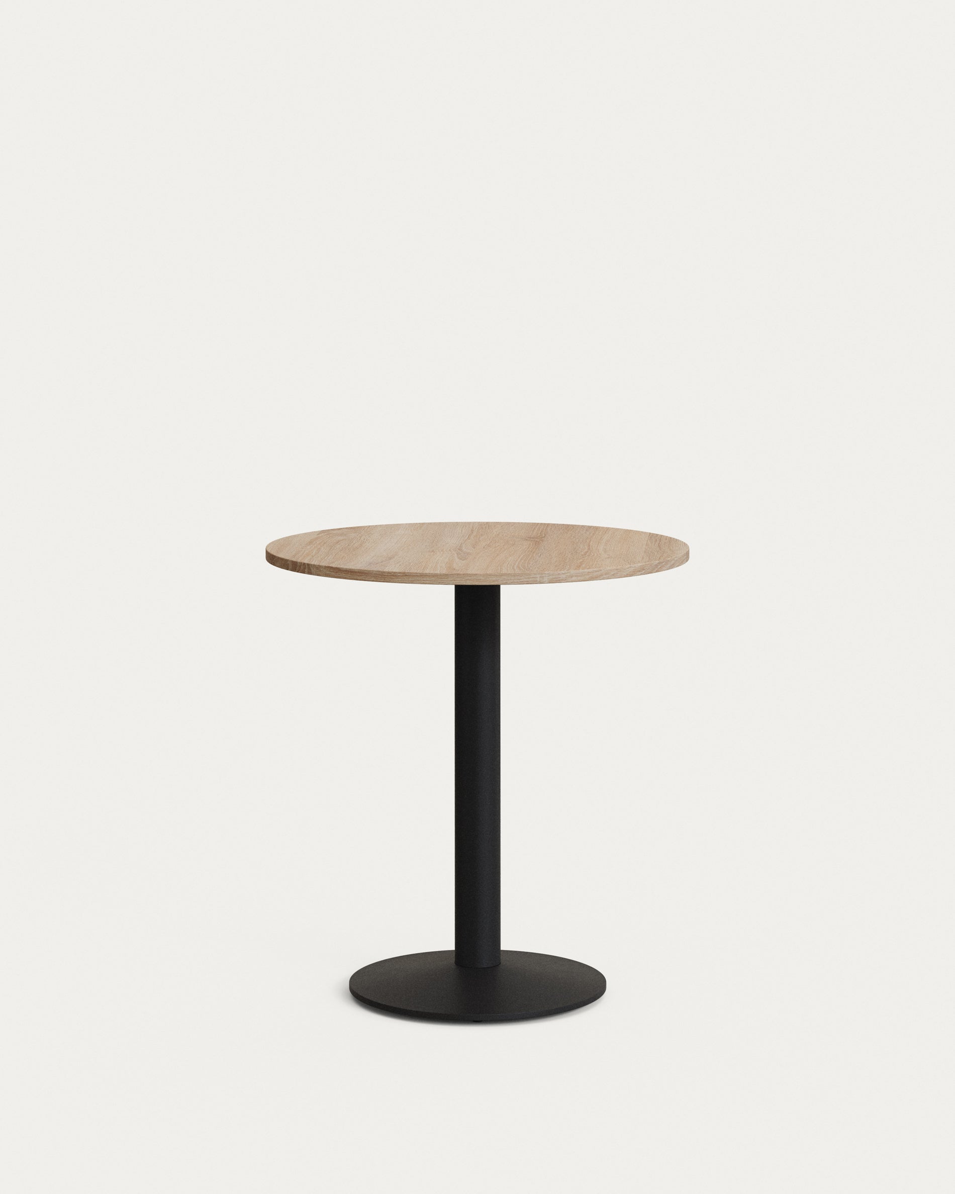 Esilda round table in natural finish melamine with metal leg in a painted black finish, Ø70x70 cm - Product Image