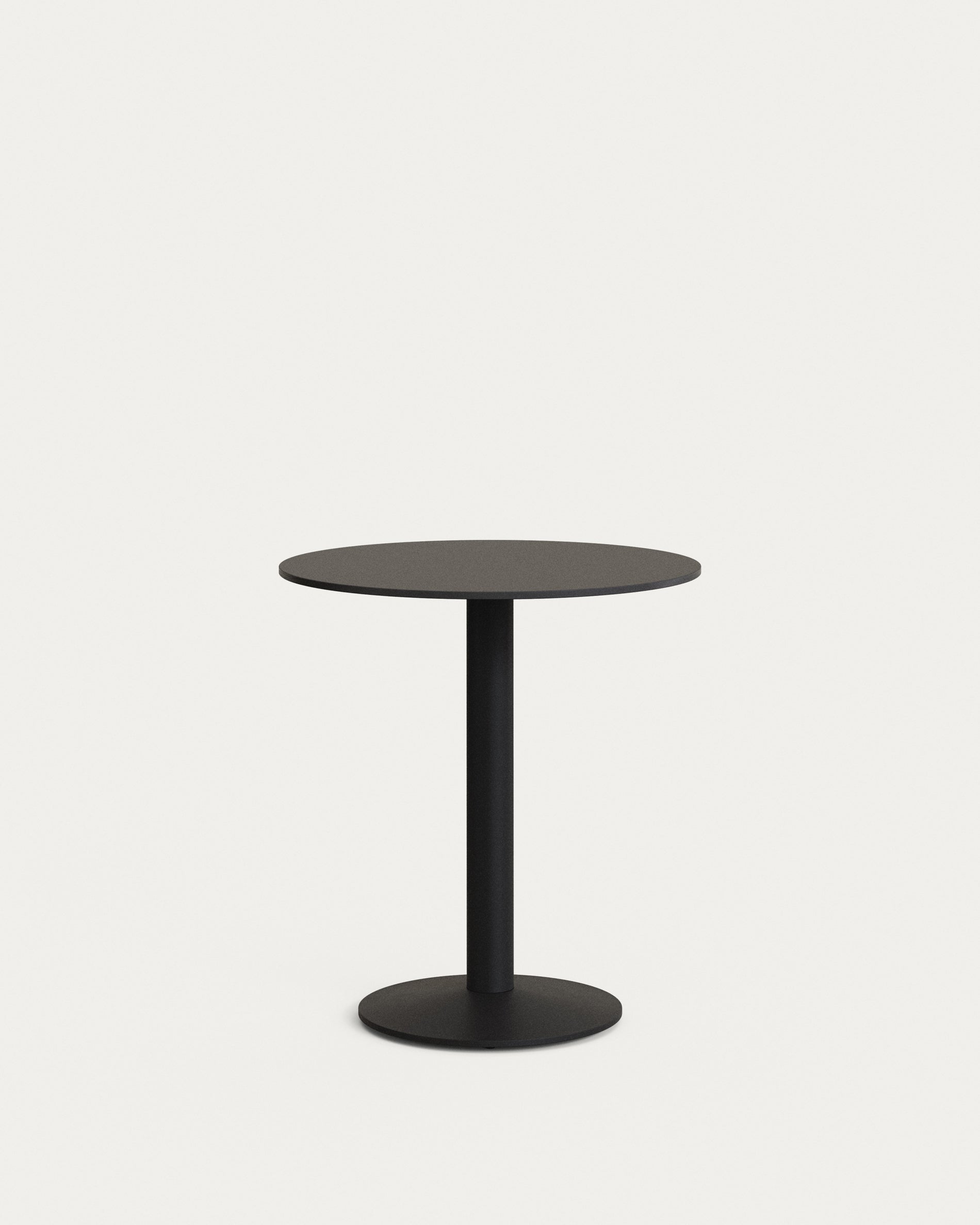 Esilda round outdoor table in black with metal leg in a painted black finish, Ø 70 x 70 cm - Product Image