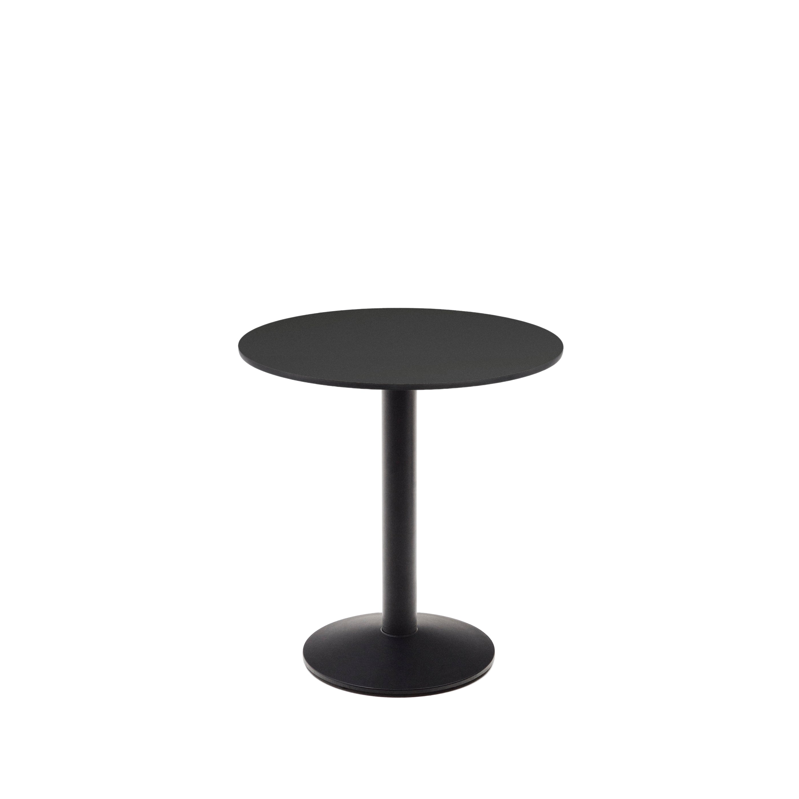 Esilda round outdoor table in black with metal leg in a painted black finish, Ø 70 x 70 cm - Product Image