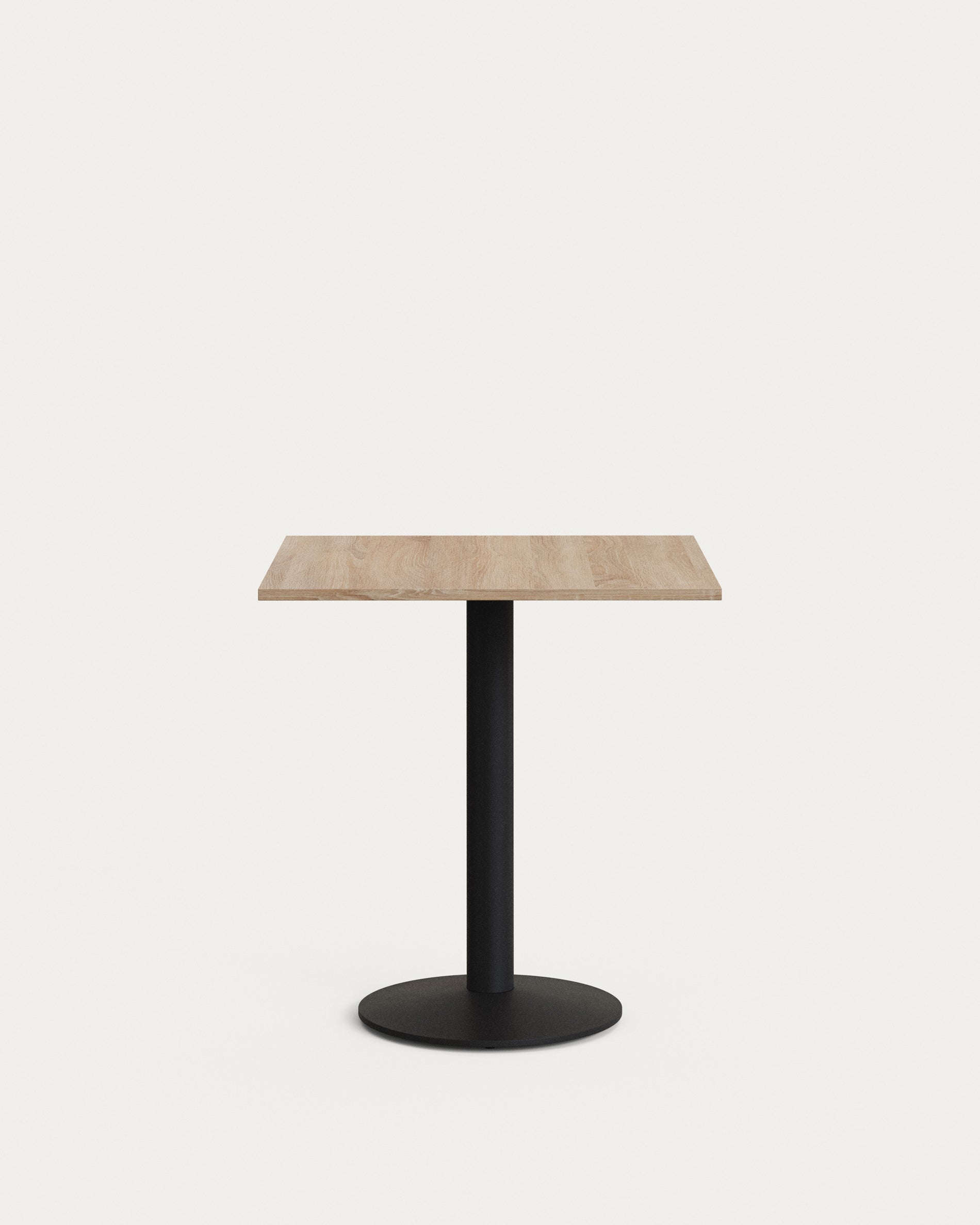 Esilda table in natural finish melamine with metal leg in a painted black finish, 70x70x70 cm - Product Image