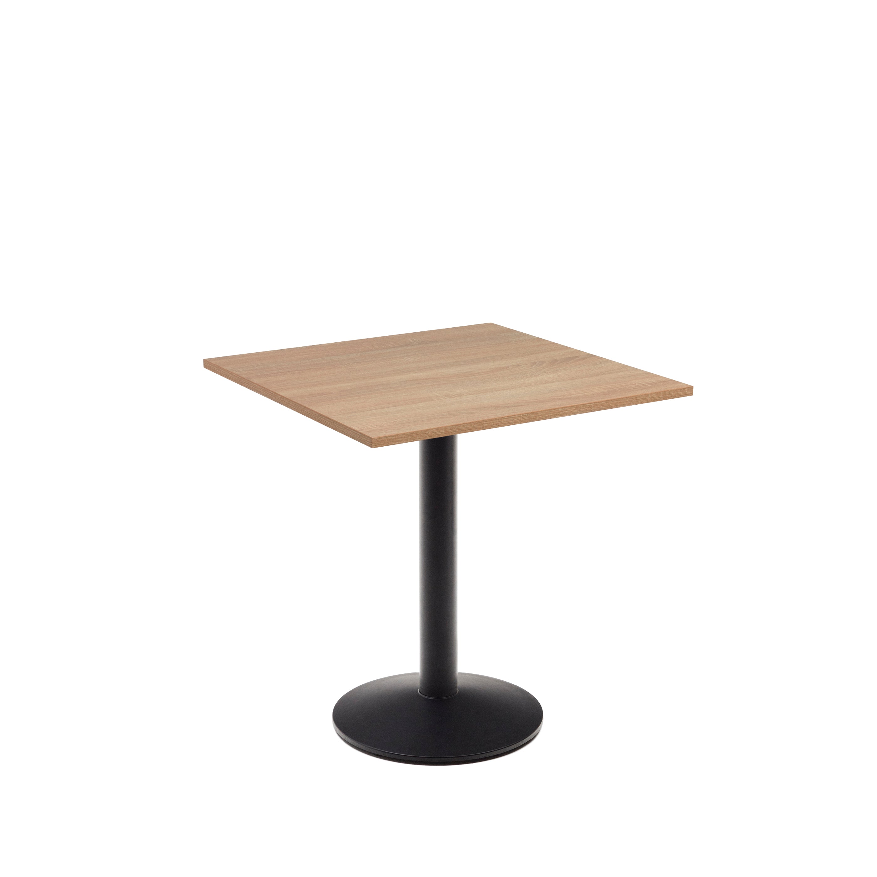 Esilda table in natural finish melamine with metal leg in a painted black finish, 70x70x70 cm - Product Image