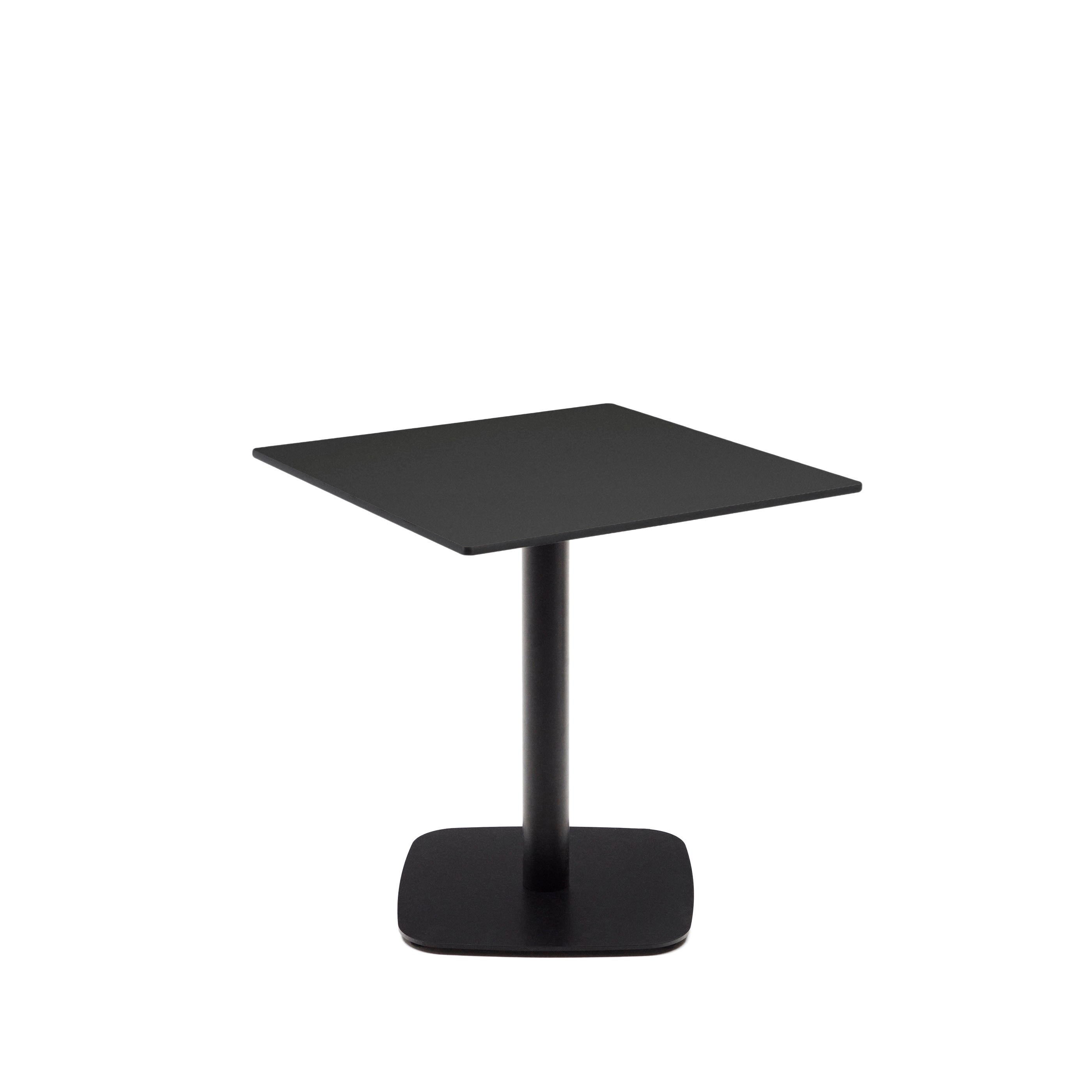 Dina outdoor table in black with metal legal in a painted white finish, 68 x 68 x 70 cm