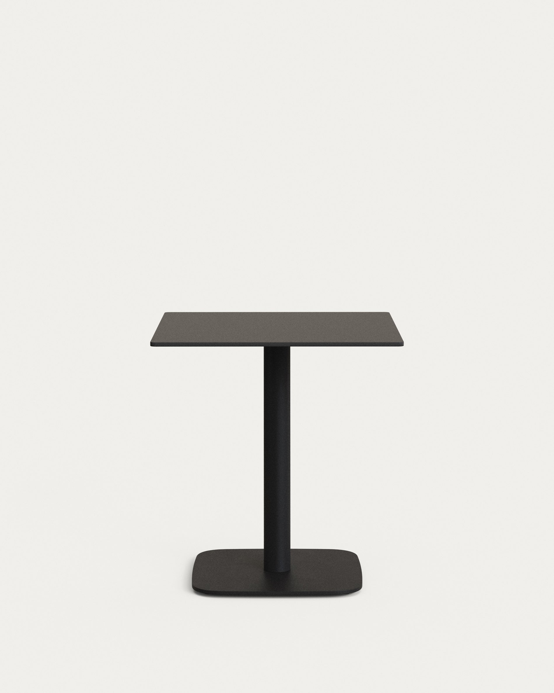 Dina outdoor table in black with metal legal in a painted white finish, 68 x 68 x 70 cm - Product View
