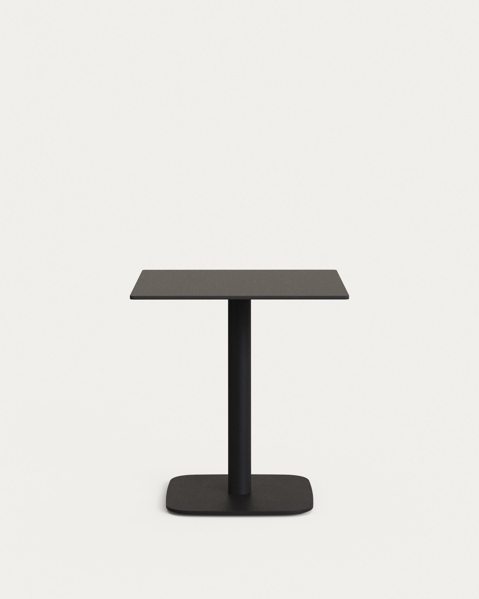 Dina outdoor table in black with metal legal in a painted white finish, 68 x 68 x 70 cm