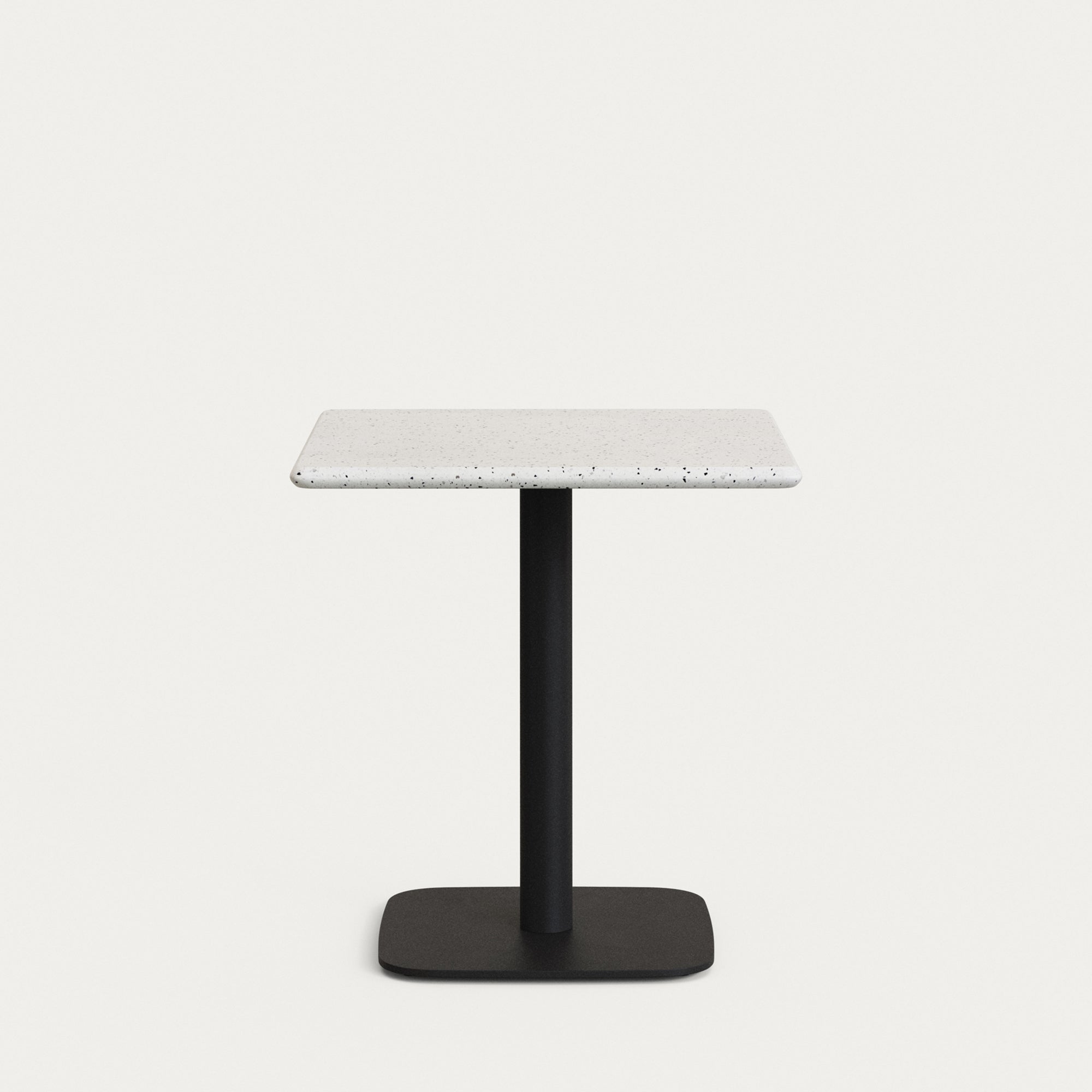 Saura Bar Table in black painted metal with a white terrazzo top,  70 x 70 x 70 cm - Product Image