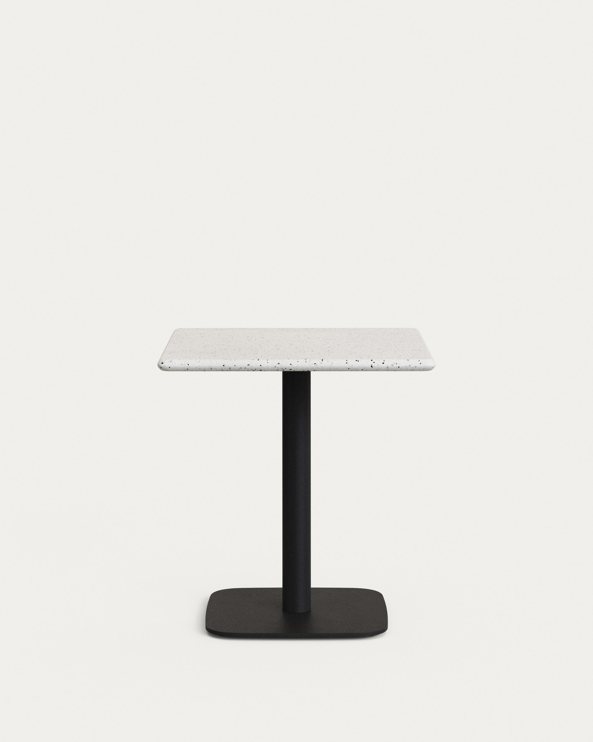 Saura Bar Table in black painted metal with a white terrazzo top,  70 x 70 x 70 cm - Product View