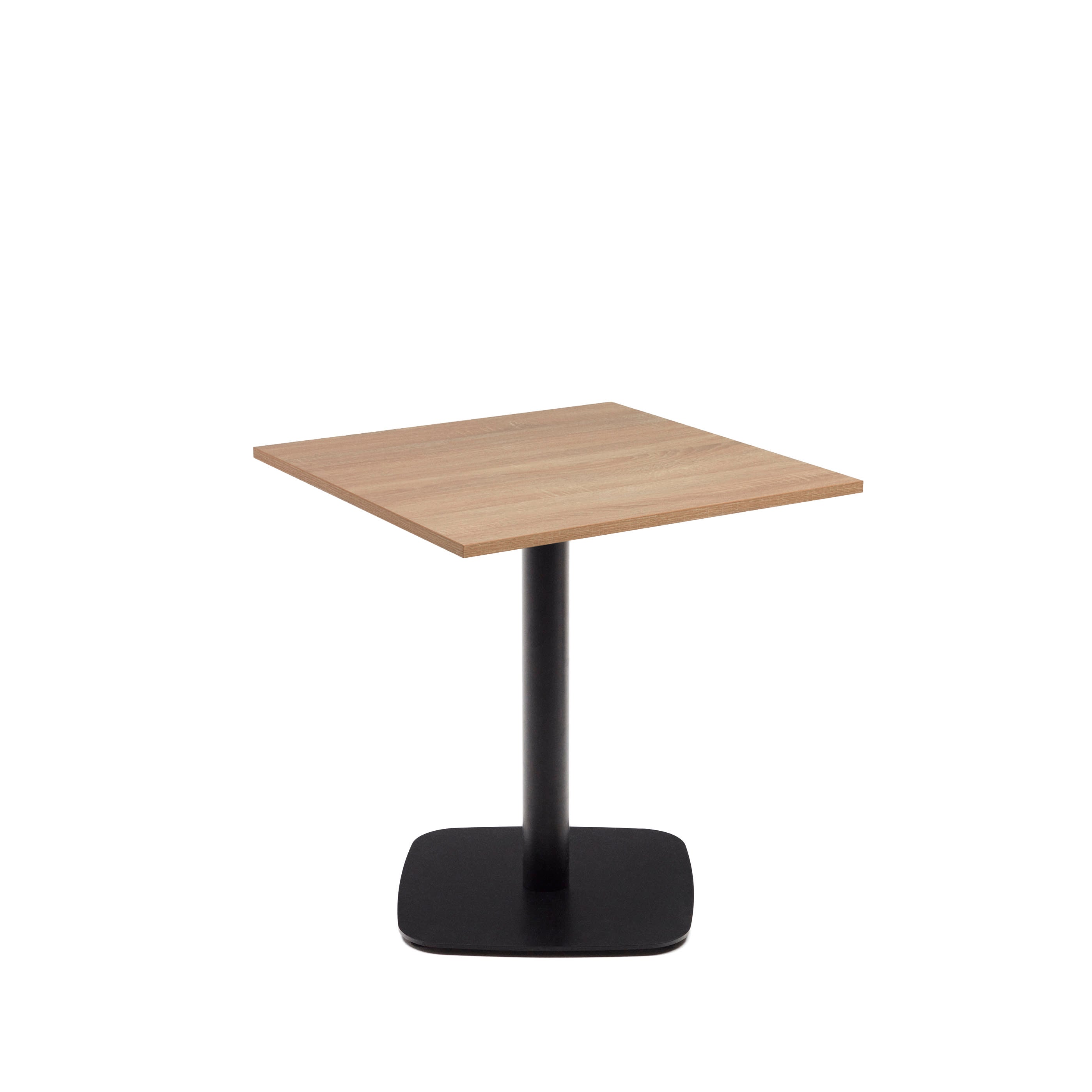 Dina table in natural finish melamine with metal leg in a painted black finish, 70 x 70 x 70 cm