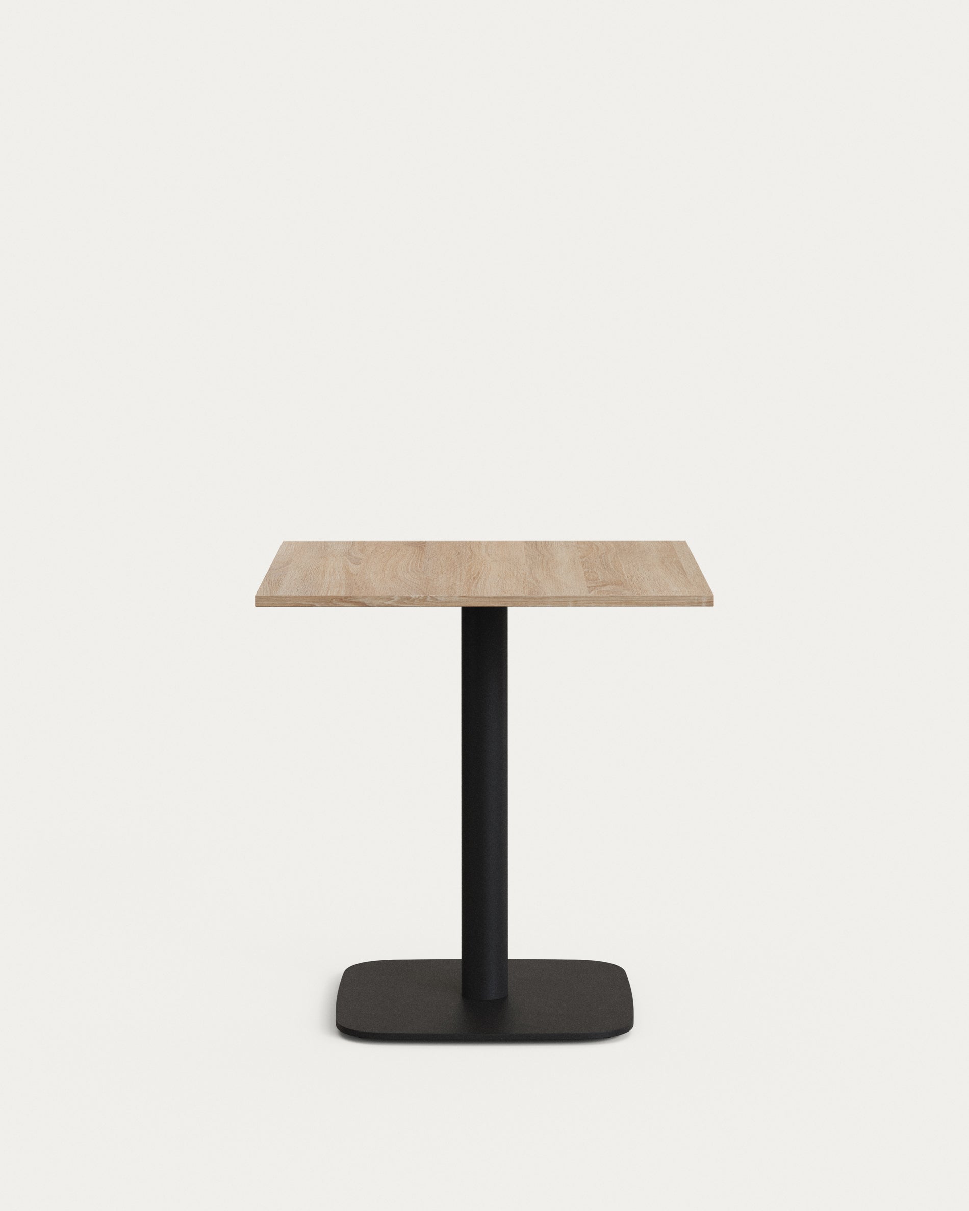 Dina table in natural finish melamine with metal leg in a painted black finish, 70 x 70 x 70 cm - Product Image
