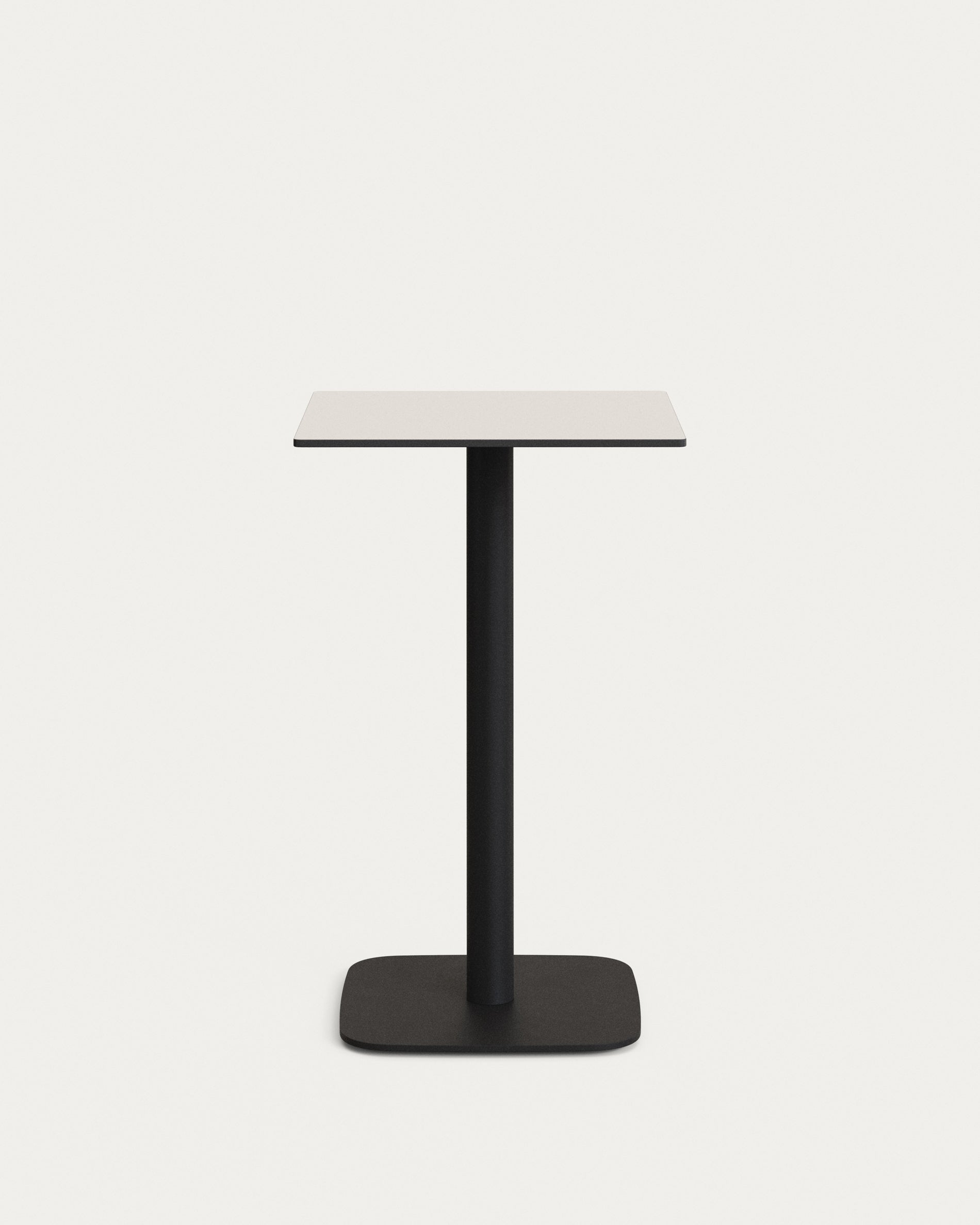 Dina high outdoor table in white with metal leg in a painted black finish, 60x60x96 cm - Product Image