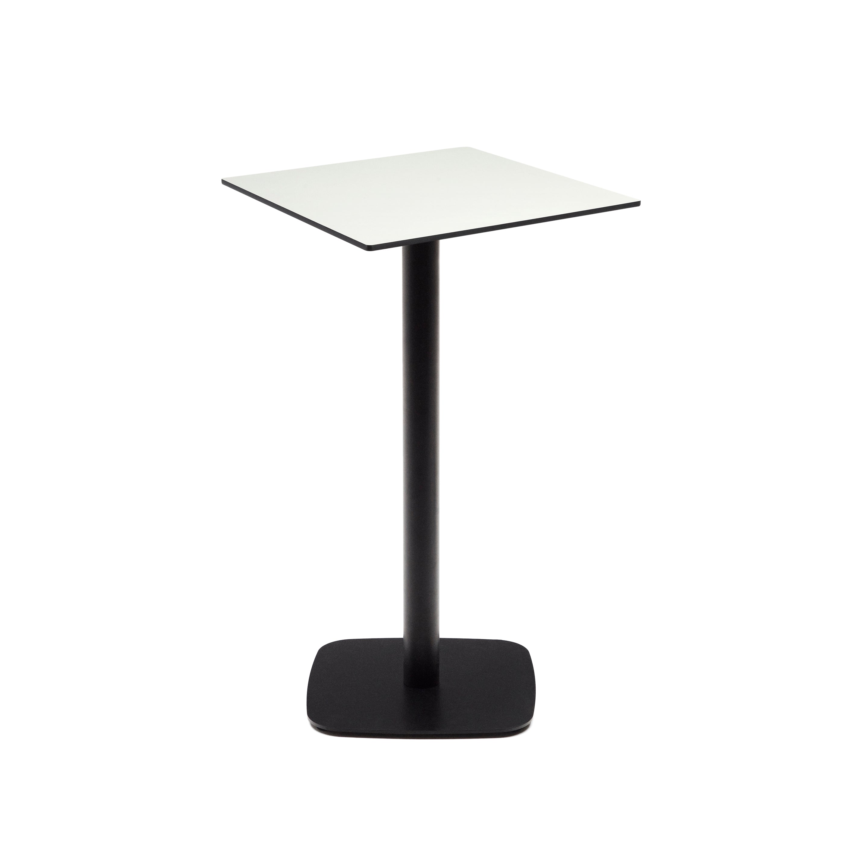 Dina high outdoor table in white with metal leg in a painted black finish, 60x60x96 cm - Product Image