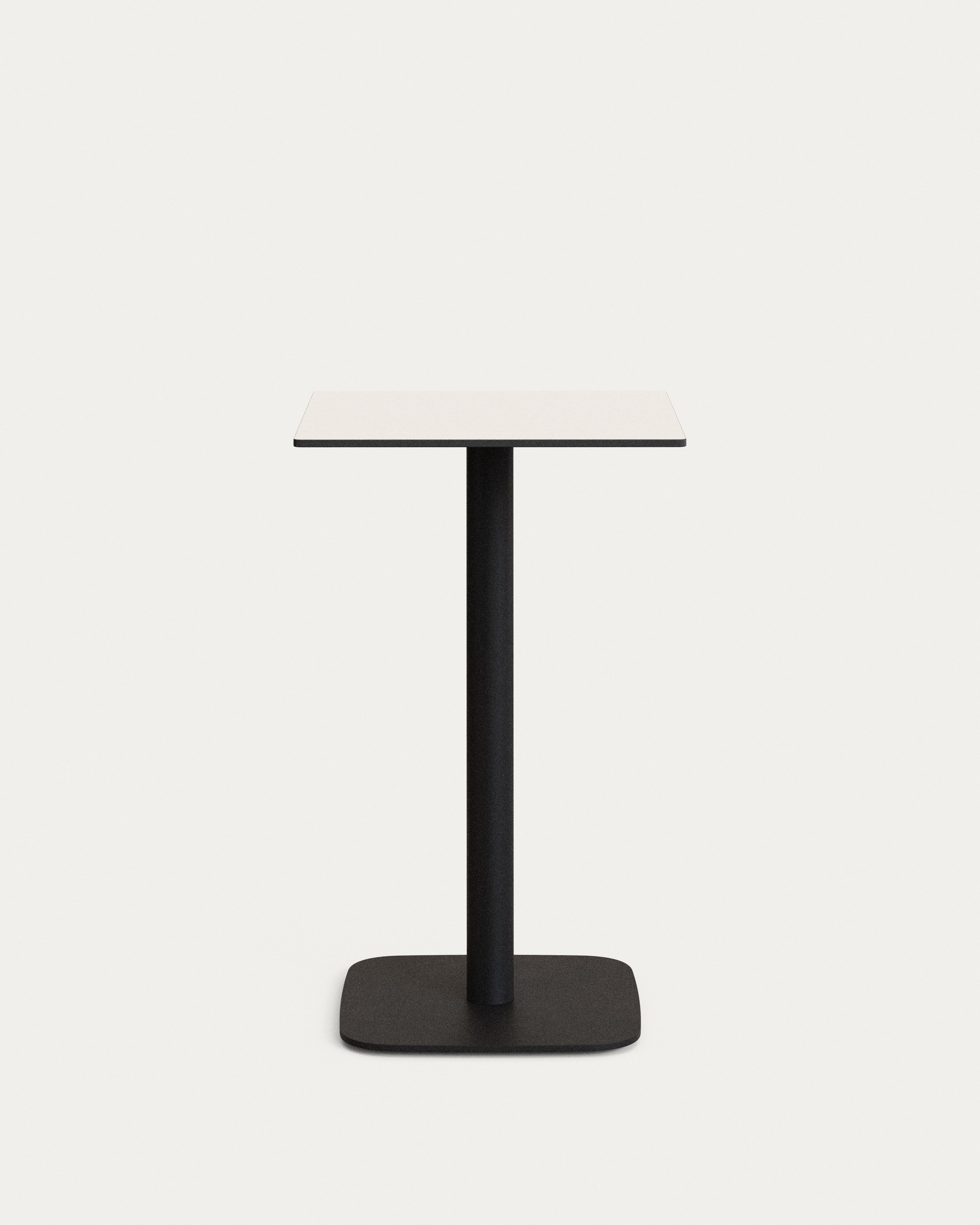 Dina high outdoor table in white with metal leg in a painted black finish, 60x60x96 cm - Product View