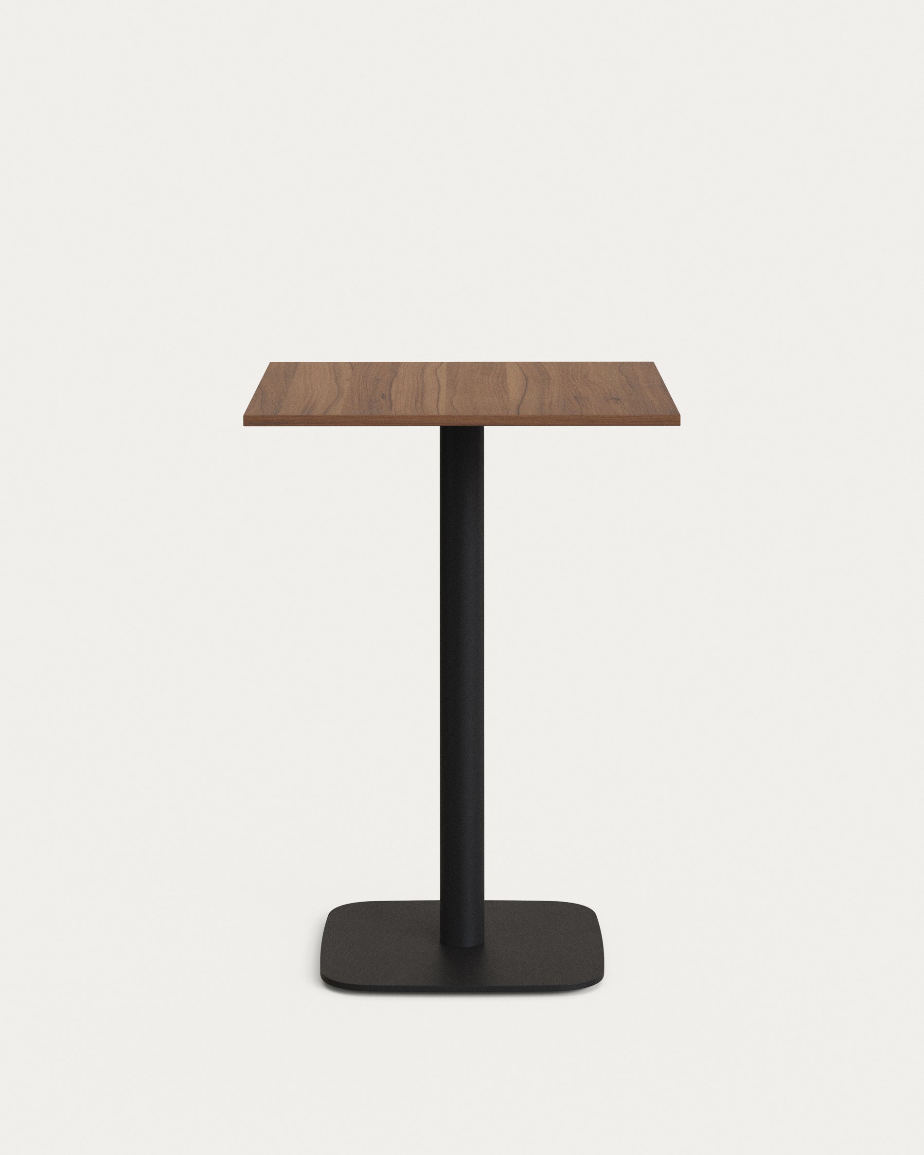Dina high table in walnut finish melamine with metal leg in a painted black finish, 60x60x96 cm - Product Image