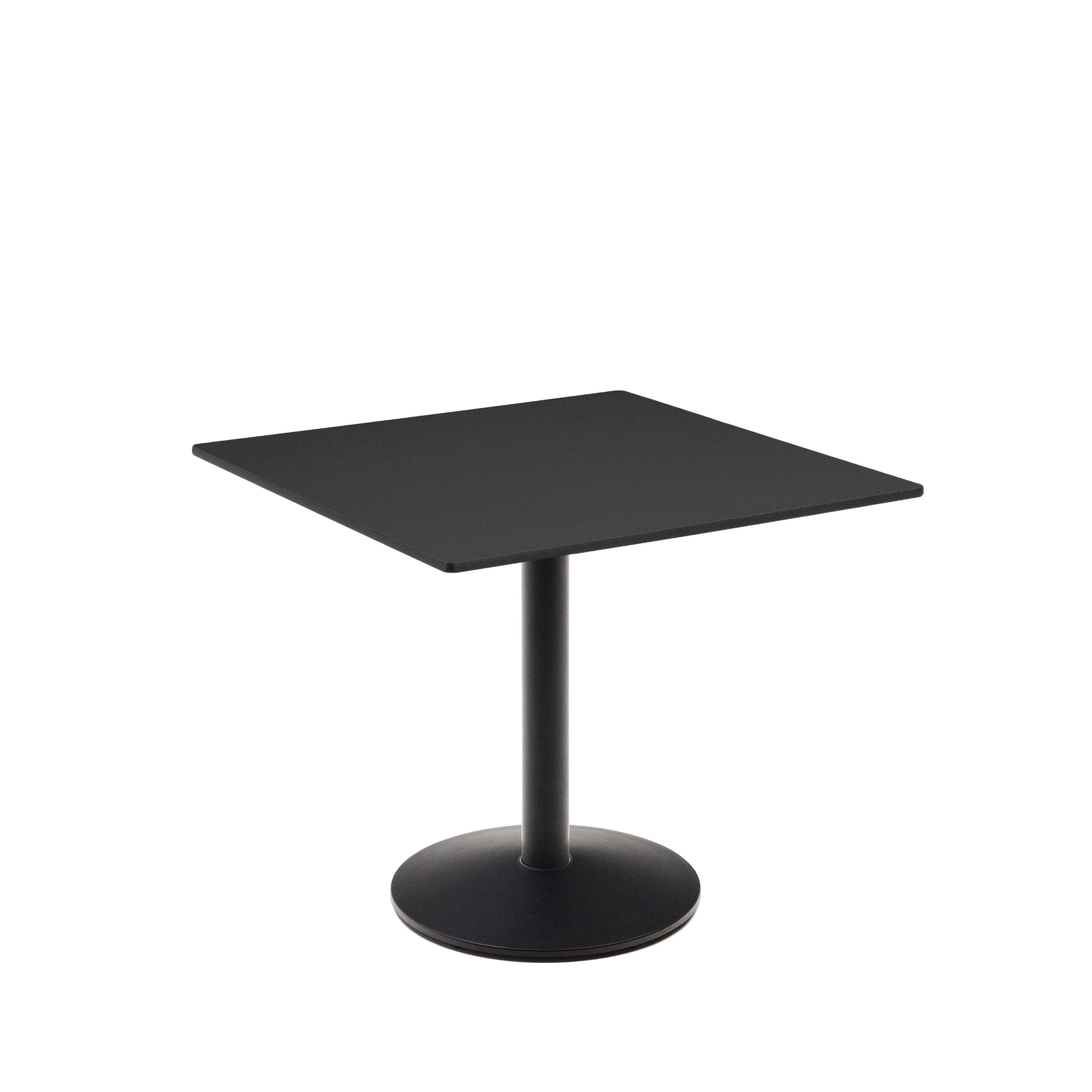 Esilda outdoor table in black, painted black metal legs, 90 x 90 x 70 cm