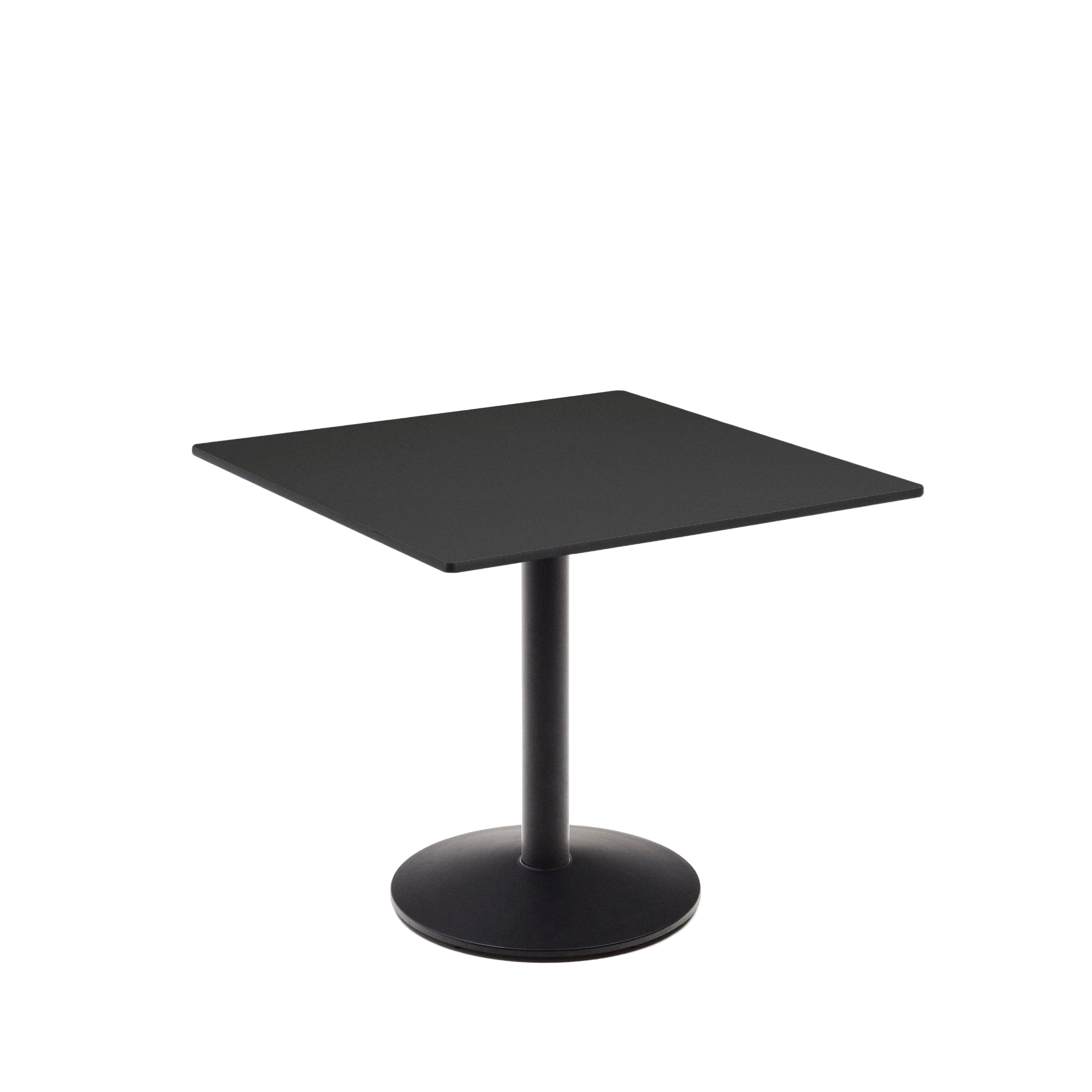 Esilda outdoor table in black with metal leg in a painted black finish, 90 x 90 x 70 cm - Product Image