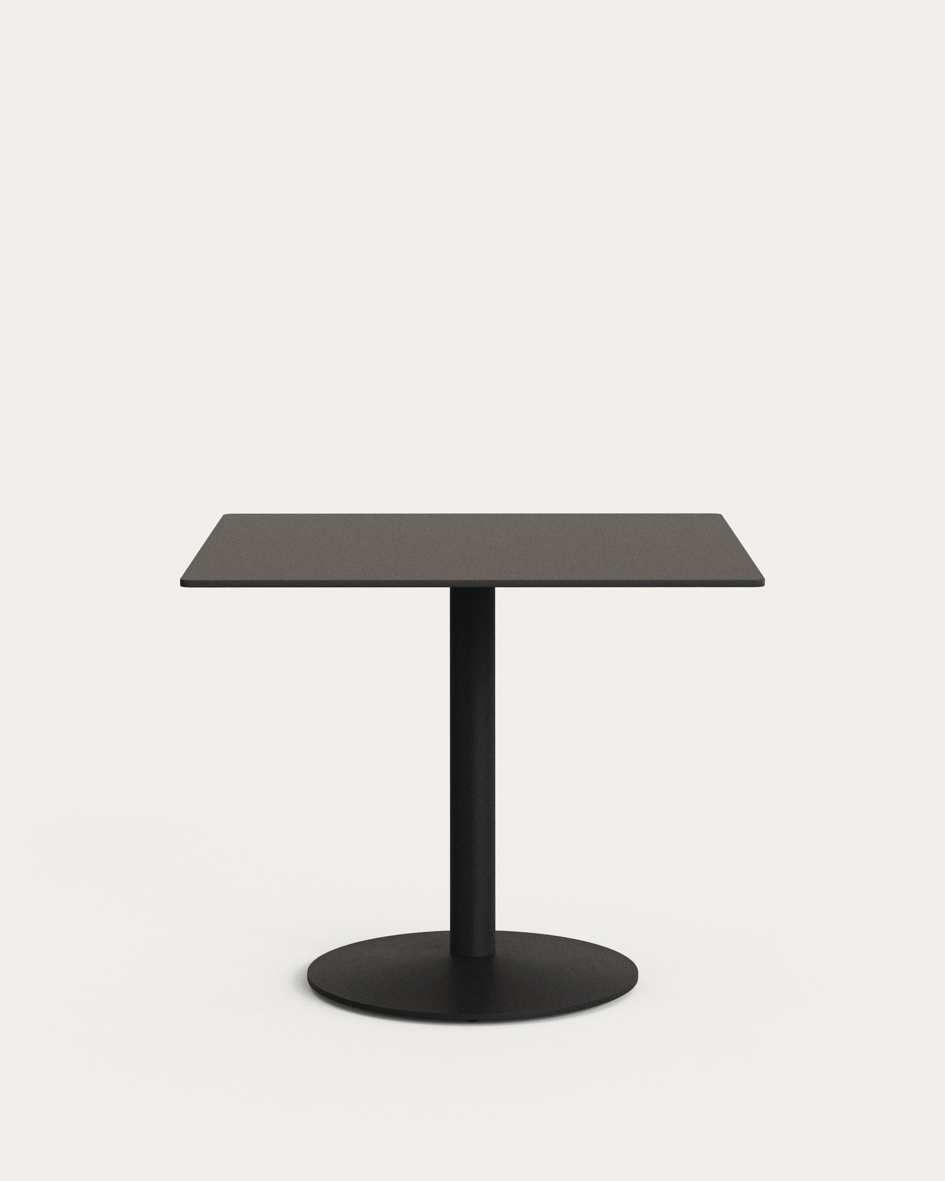 Esilda outdoor table in black with metal leg in a painted black finish, 90 x 90 x 70 cm - Product View