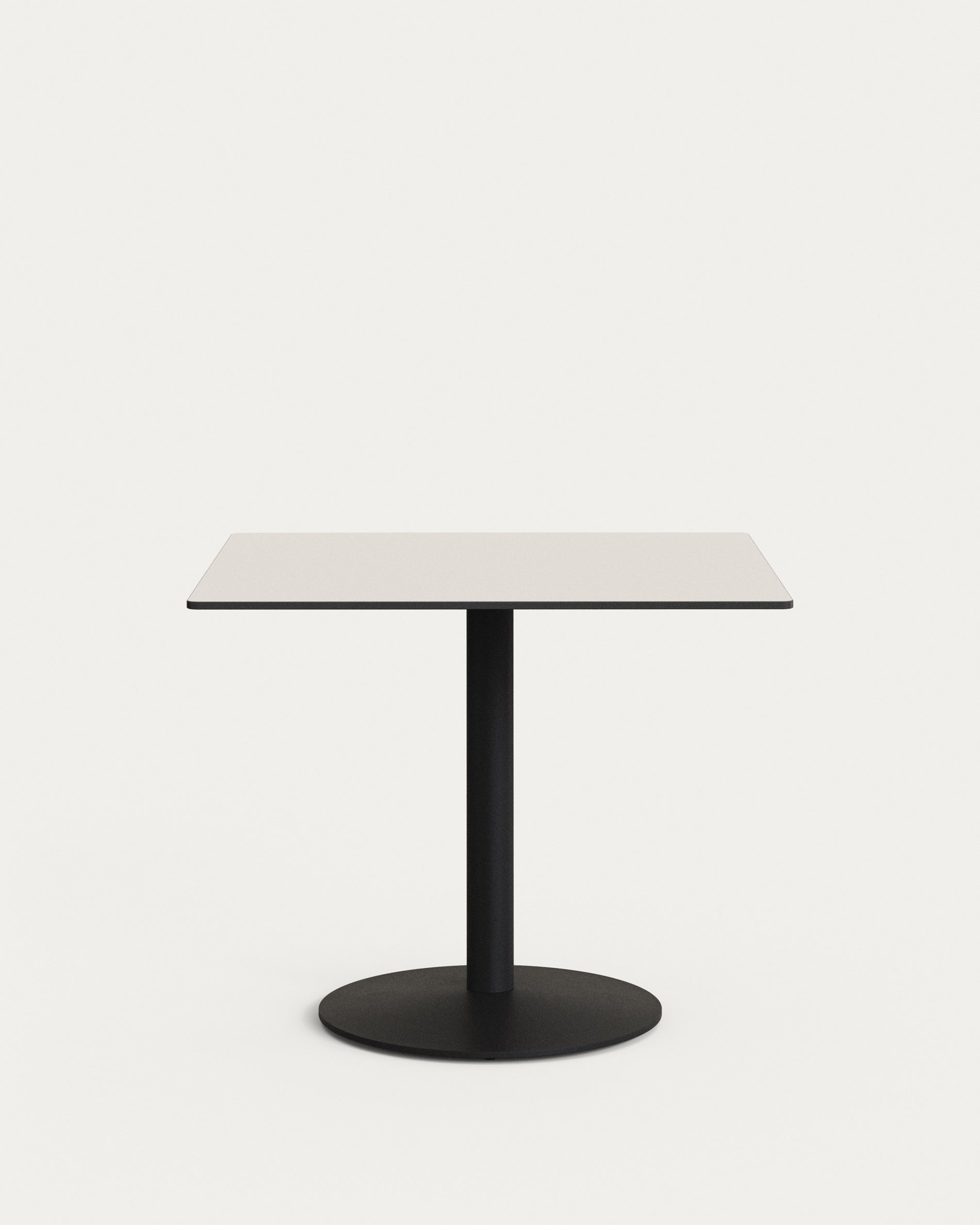 Esilda outdoor table in white with metal leg in a painted black finish, 90 x 90 x 70 cm - Product Image