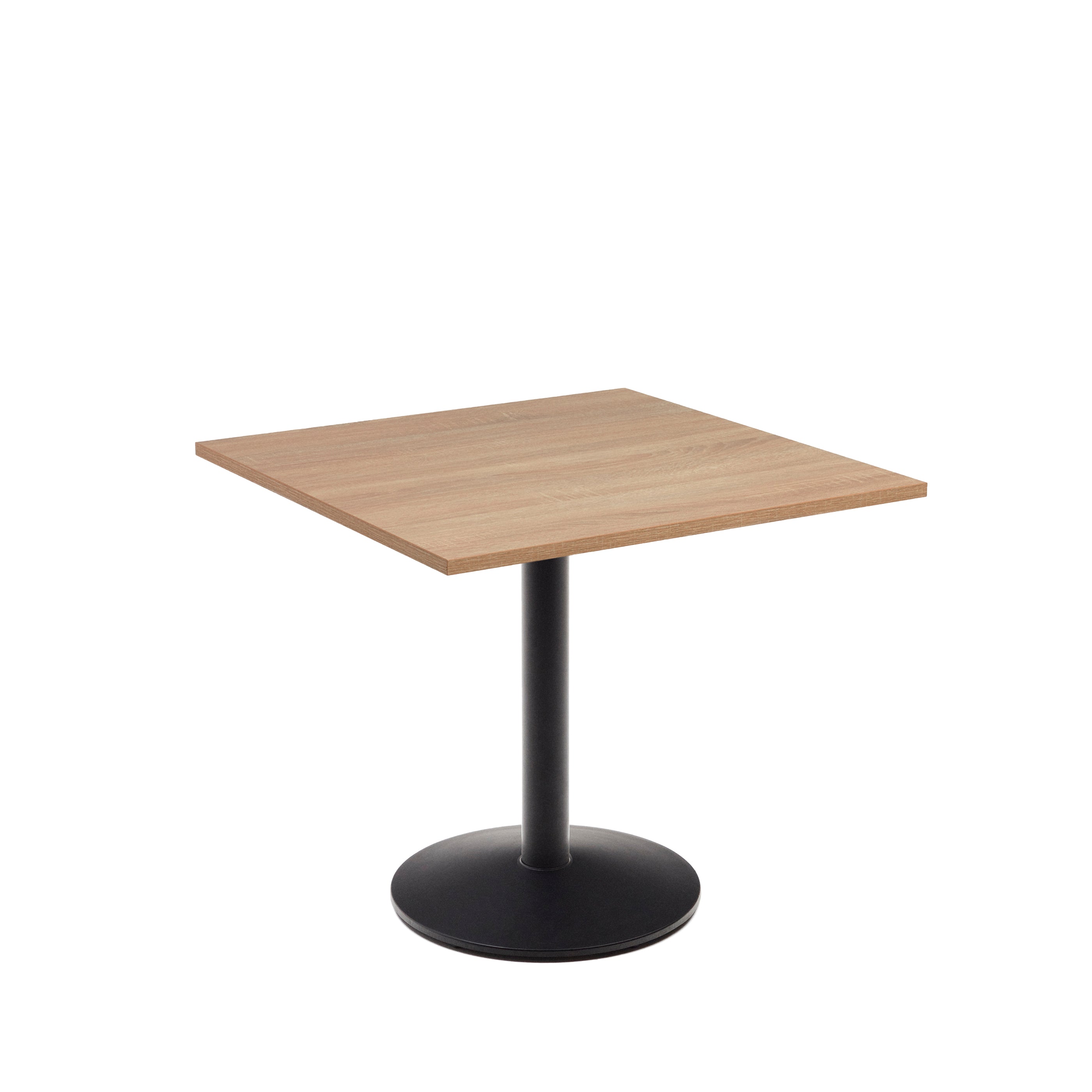 Esilda  table in natural finish melamine with metal leg in a painted black finish, 90x90x70 cm - Product Image