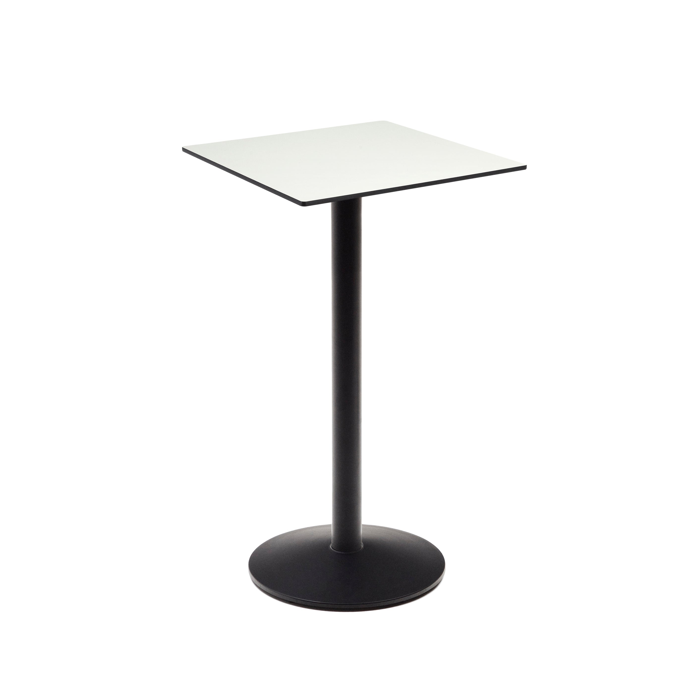 Esilda high table in white with metal leg in a painted black finish, 60 x 60 x 96 cm - Product Image