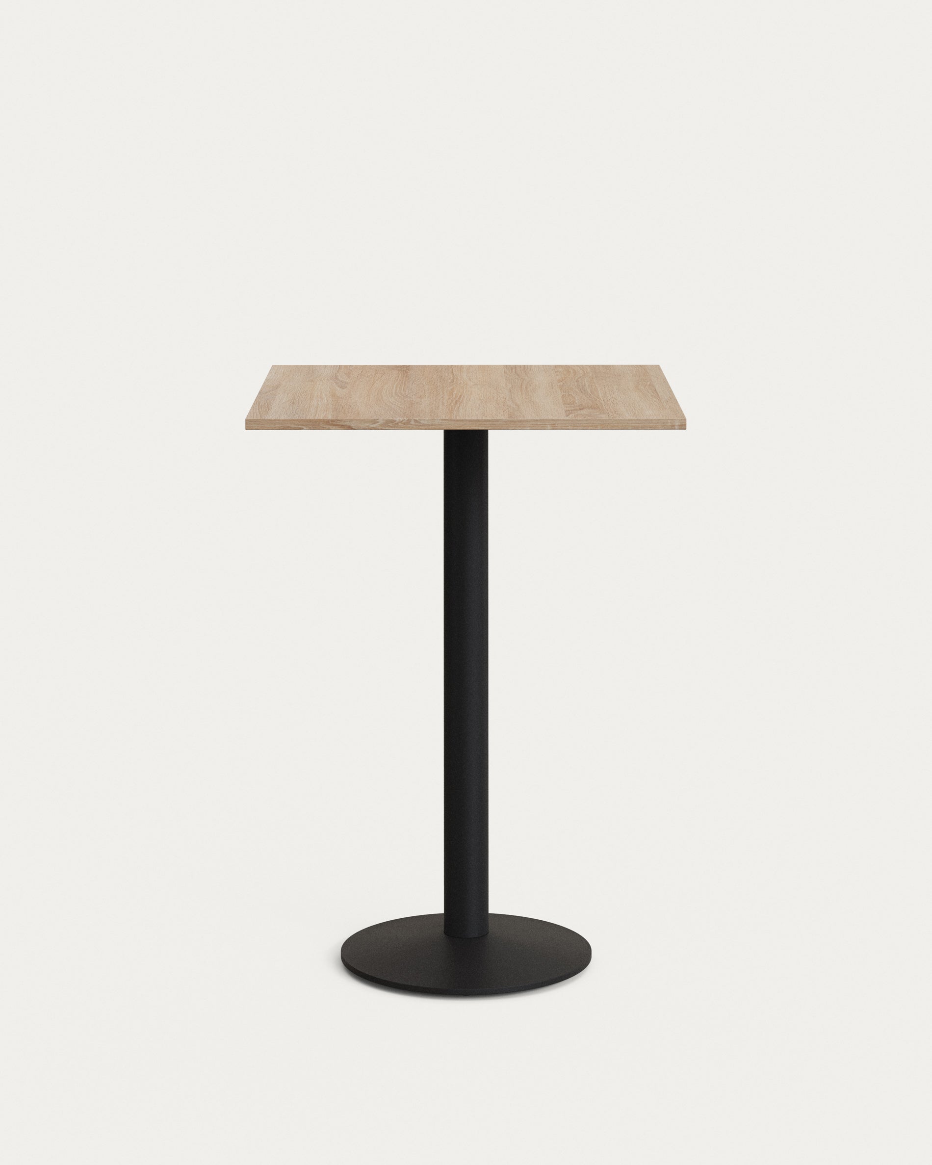 Esilda high table in natural finish melamine with metal leg in a painted black finish, 60x60x96cm - Product Image
