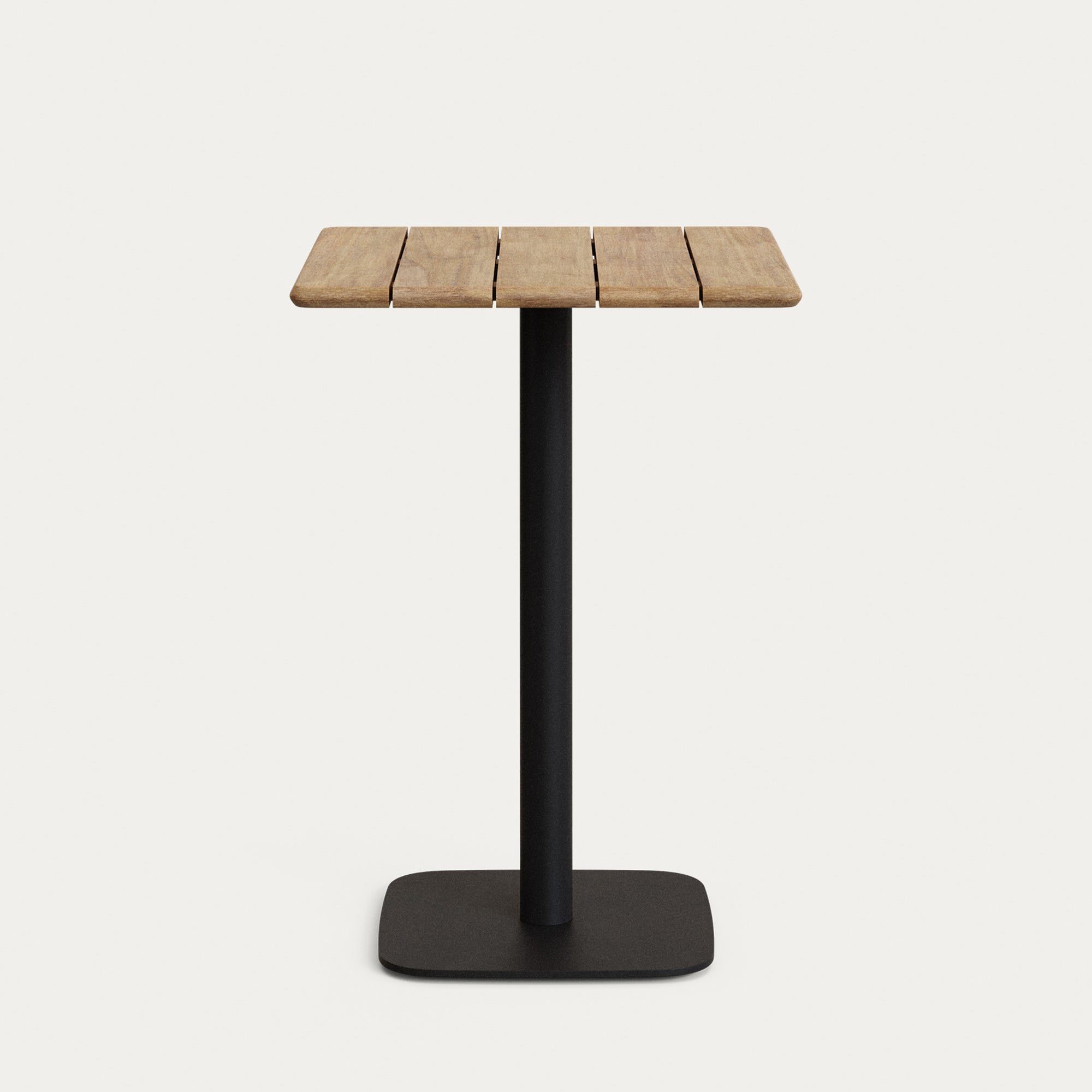 Saura square high bar table black steel frame natural finish acacia top 96x70x70cm FSC100% - Product Image