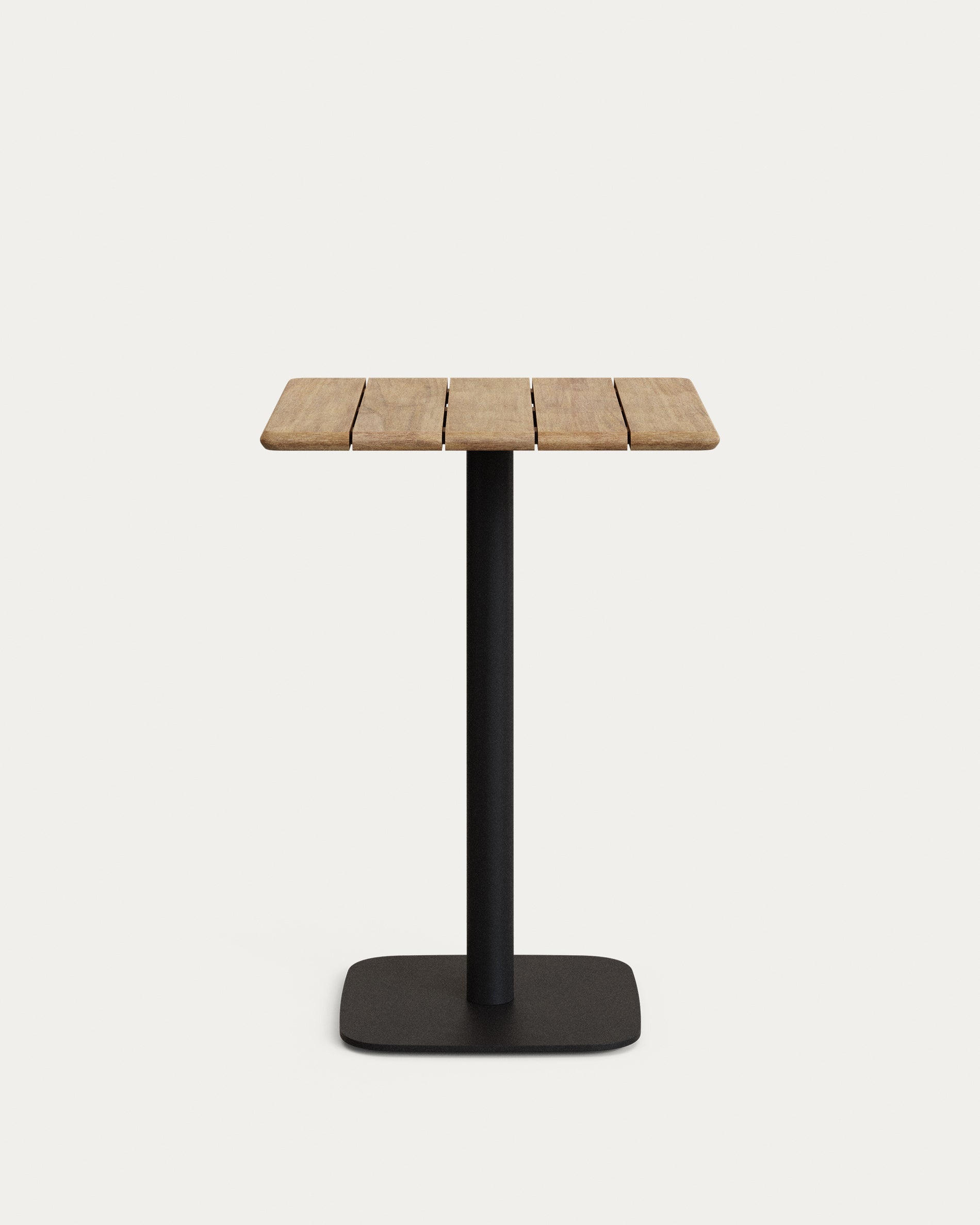 Saura square high bar table black steel frame natural finish acacia top 96x70x70cm FSC100% - Product View