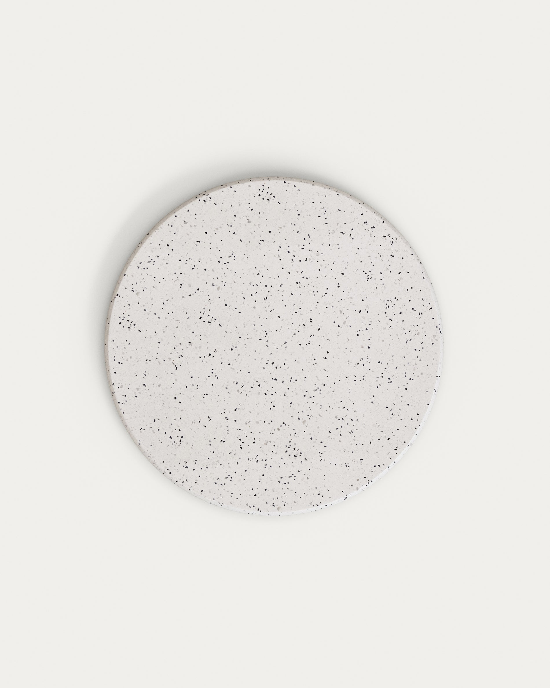 Saura round high bar table made of black metal with a white terrazzo top, 96 x Ø70 cm - Product View