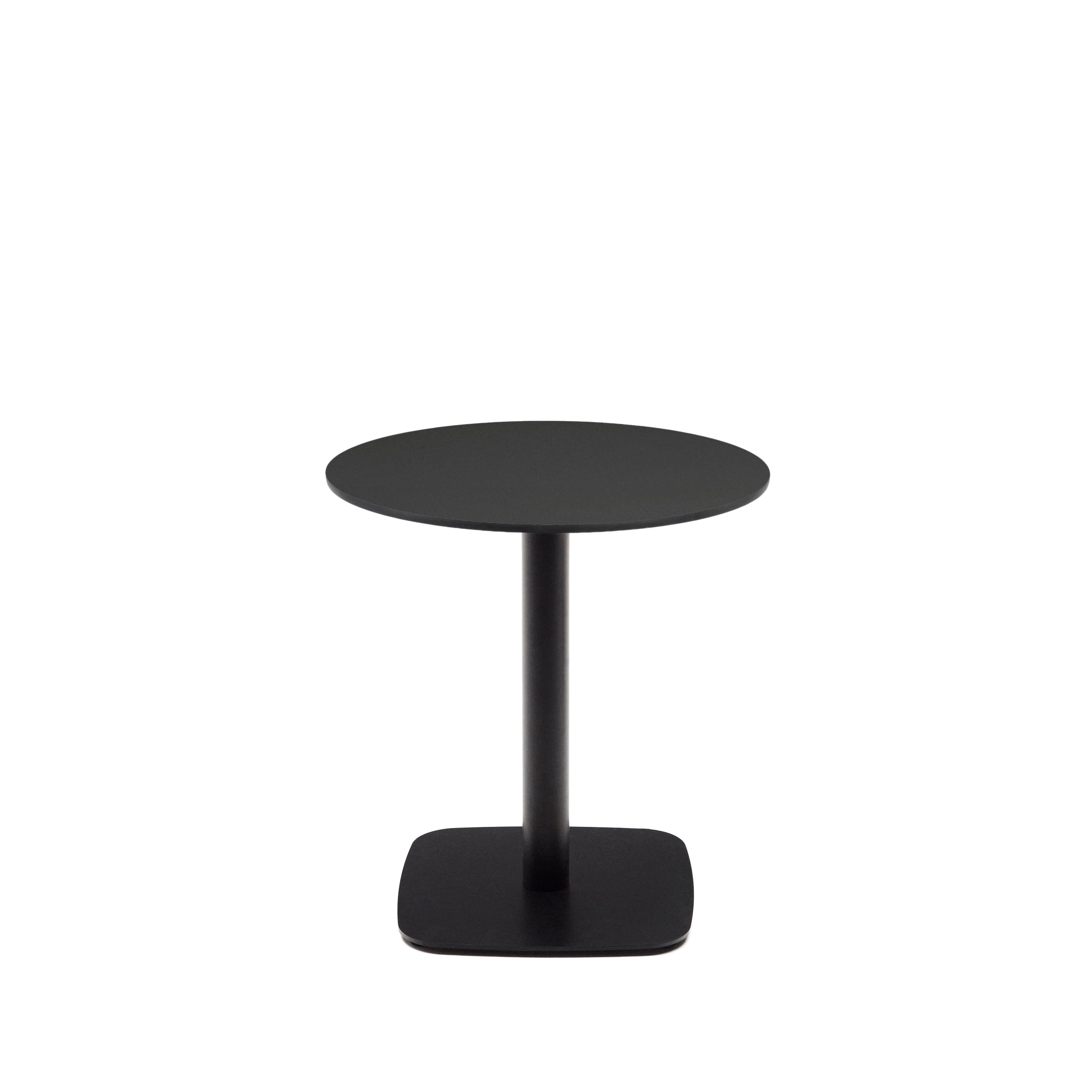 Dina round outdoor table in black with metal legal in a painted black finish, Ø 68x70 cm