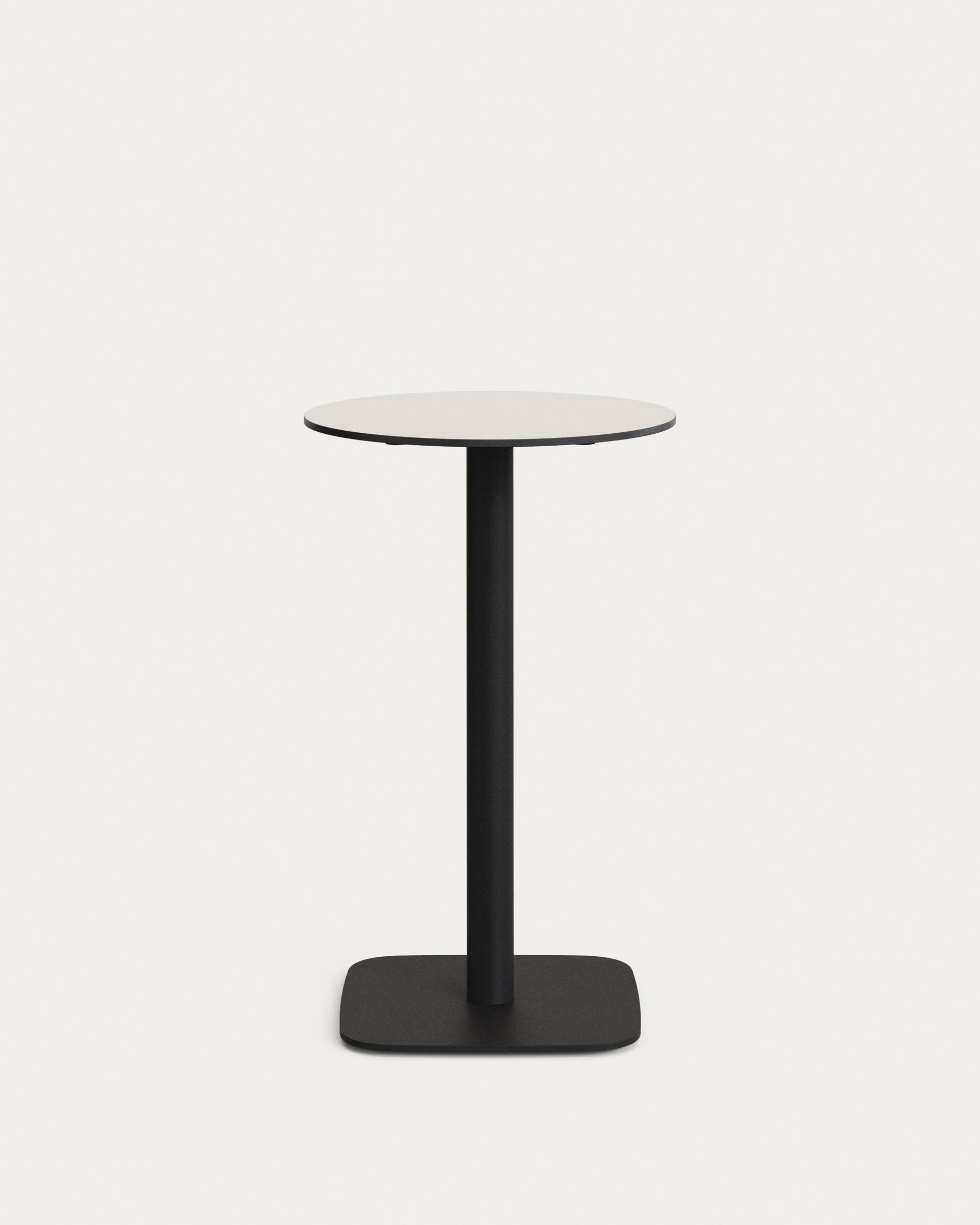 Dina high round outdoor table in white with metal leg in a painted black finish, Ø60x96 cm - Product Image
