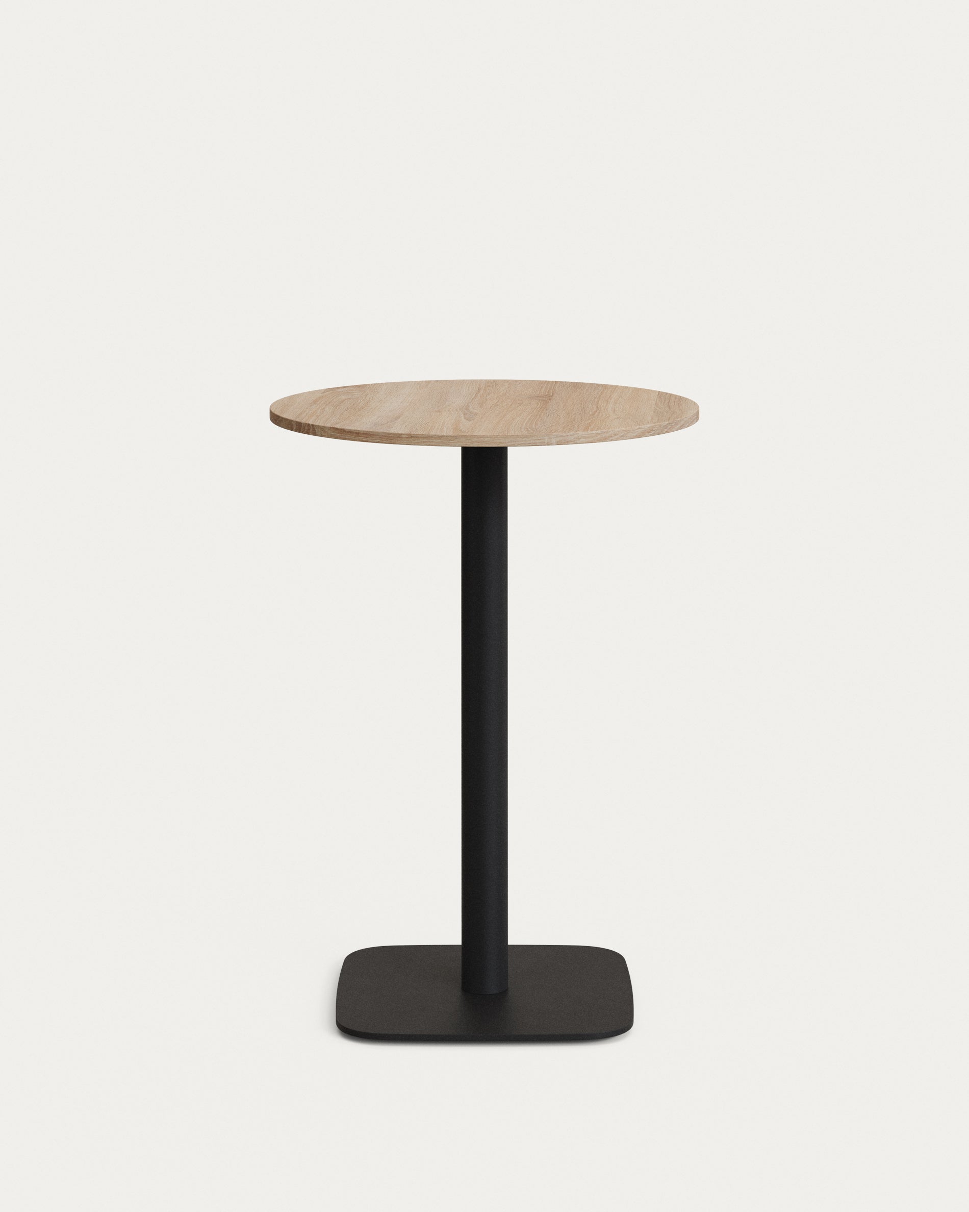 Dina high round table in natural finish melamine with metal leg in a painted black finish, Ø 60x96 cm - Product View