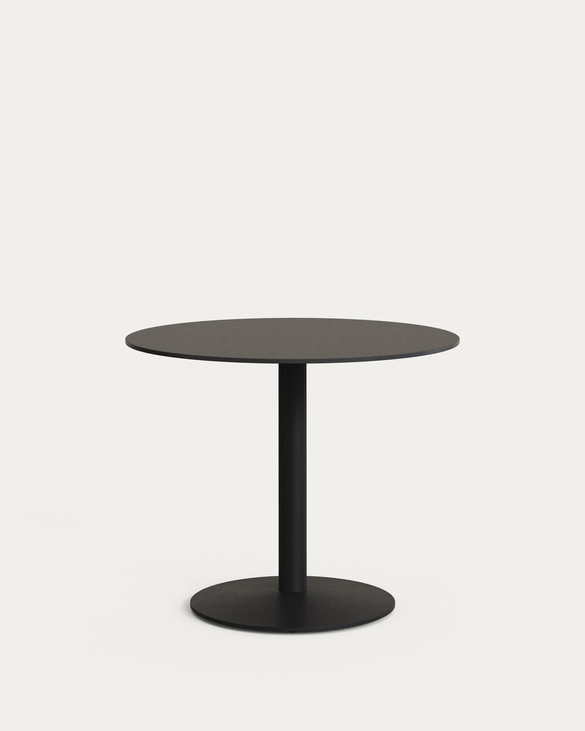Esilda round outdoor table in black with metal leg in a painted black finish, Ø 90 x 70 cm - Product Image
