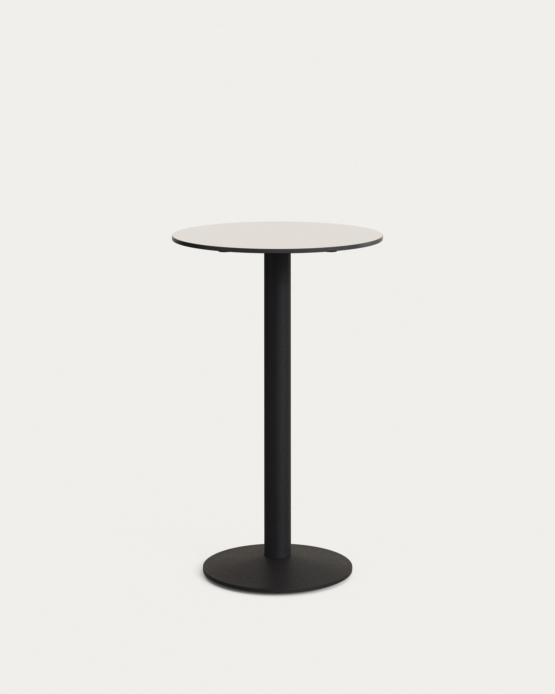 Esilda high round outdoor table in white with metal leg in a painted black finish, Ø 60 x 96 cm - Product Image