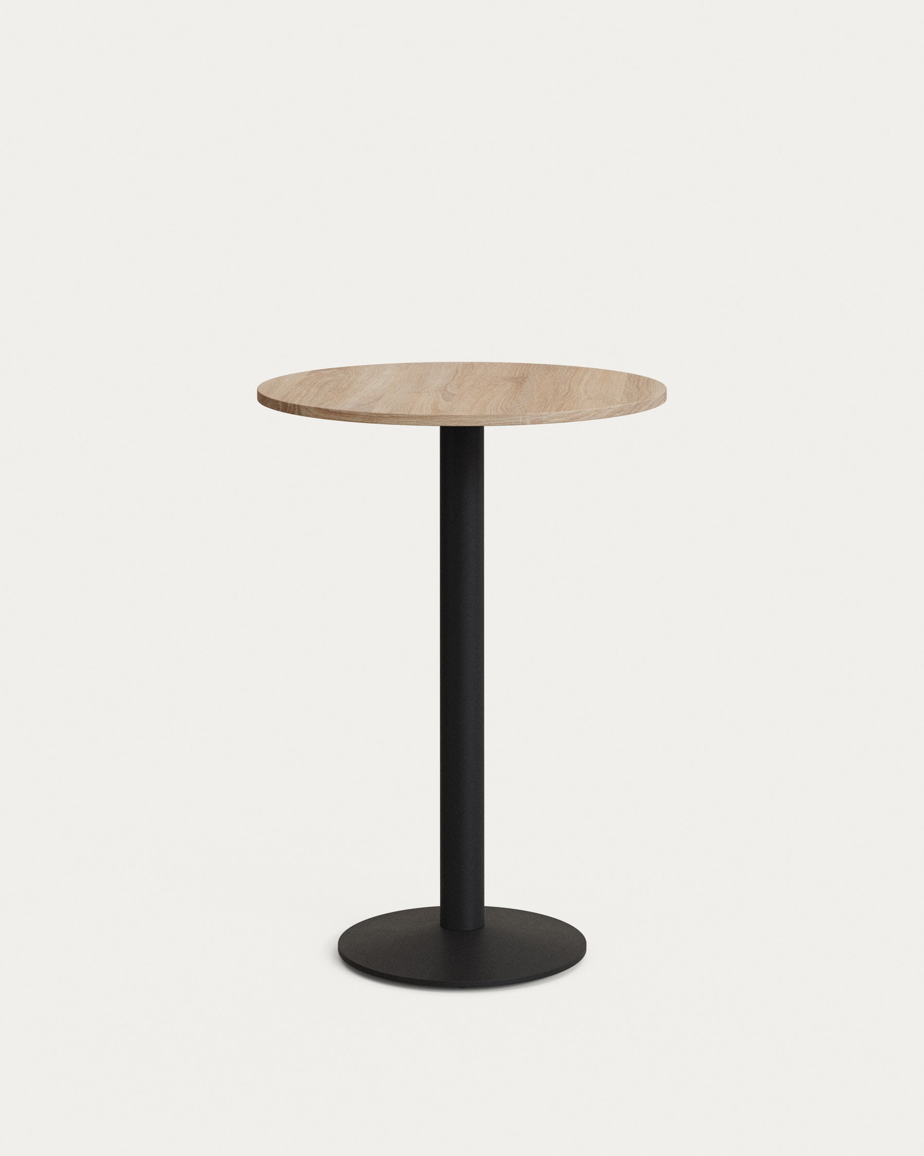 Esilda high round table in natural finish melamine with metal leg in a painted black finish, Ø60x96cm - Product Image