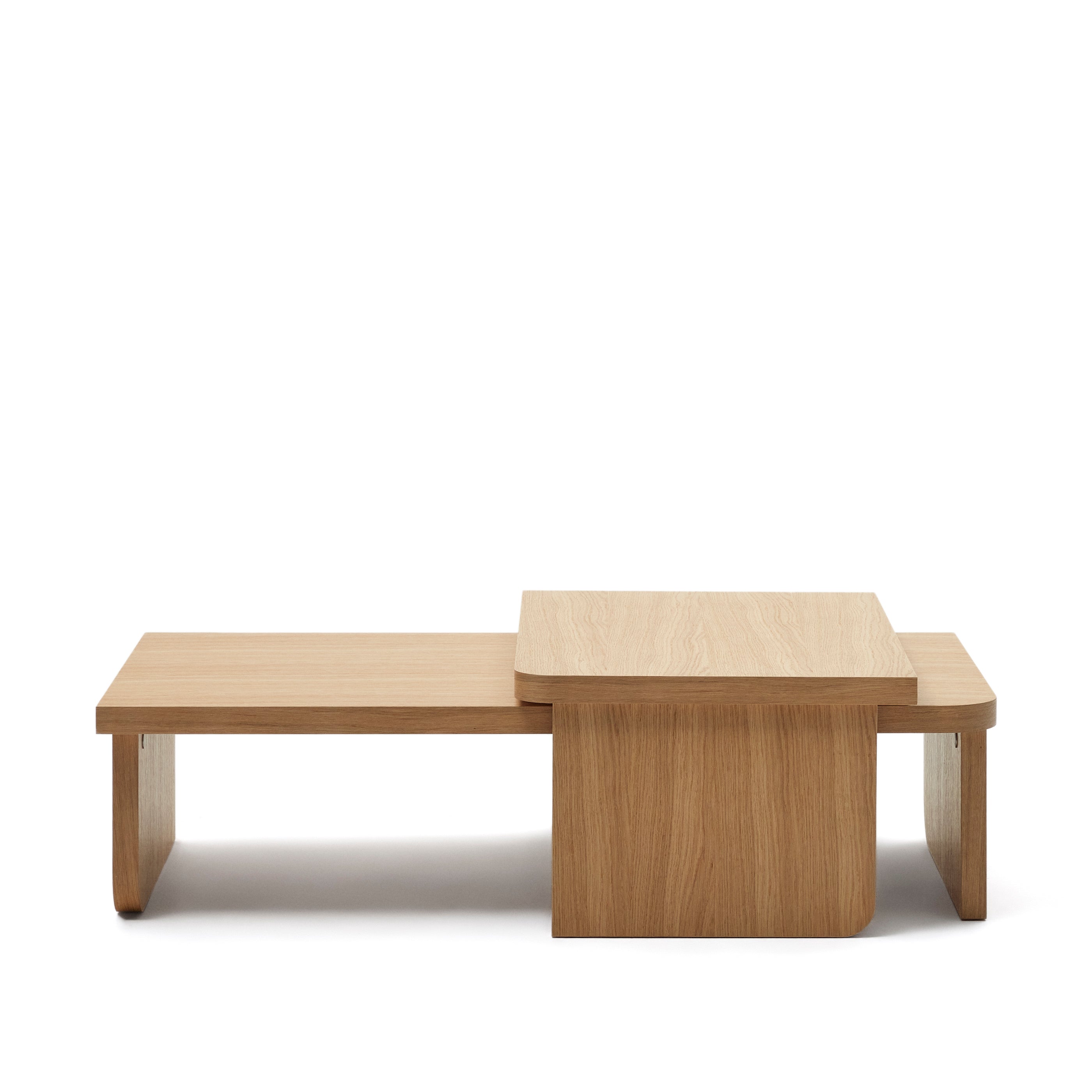 Oaq set of 2 coffee tables in oak wood veneer with natural finish FSC Mix Credit - Product Image