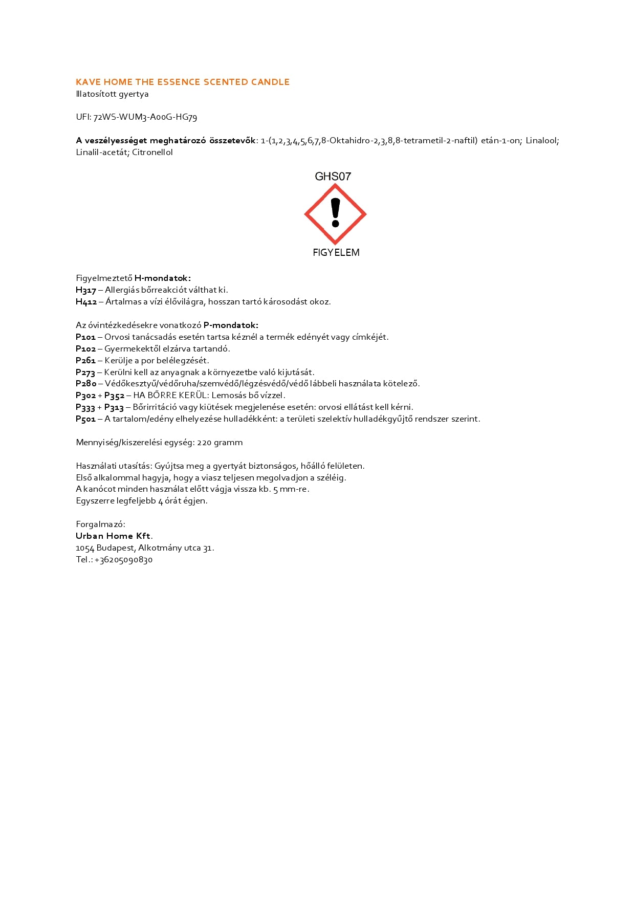 220g The Essence illatgyertya