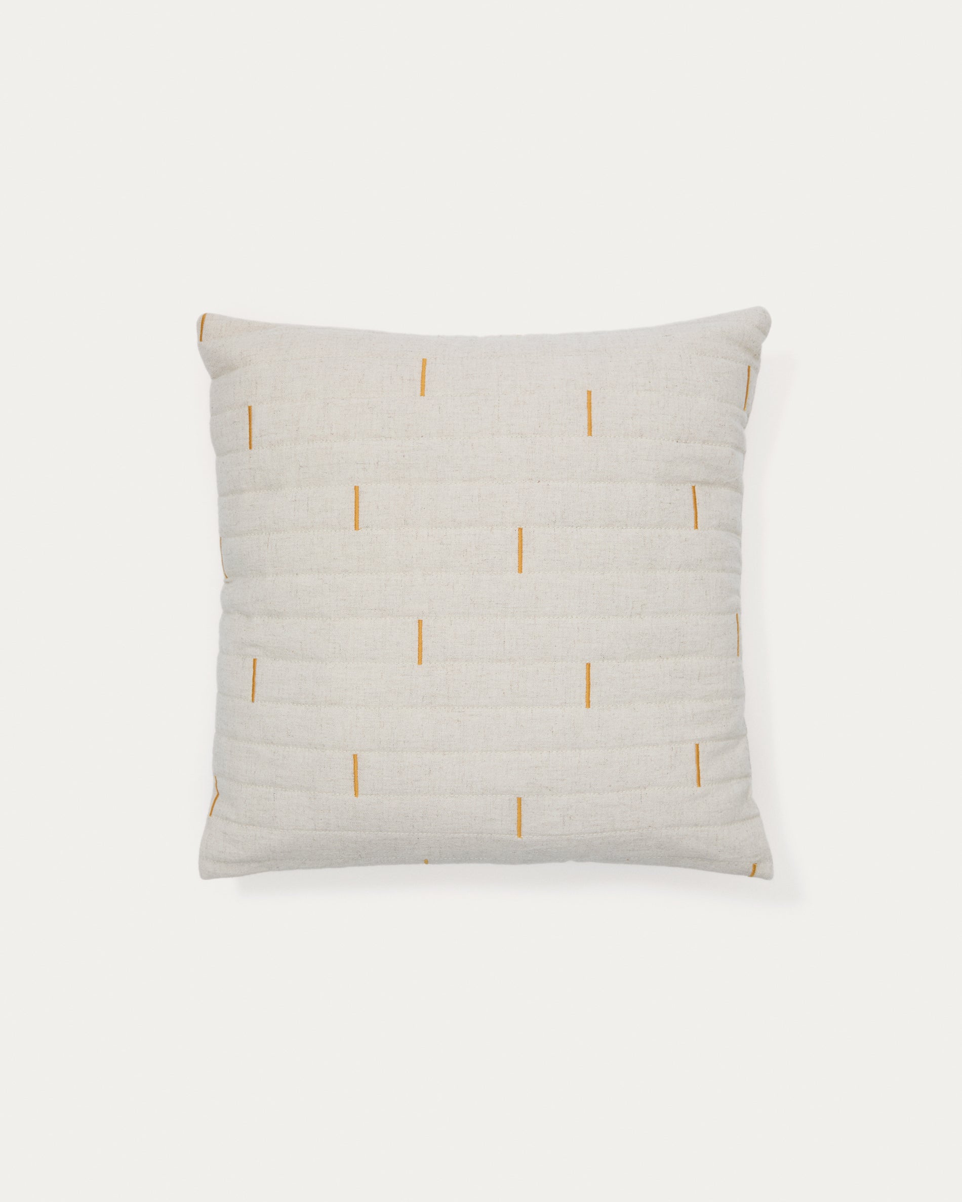 Blaina cushion cover in white linen with an orange embroidery feature, 45 x 45 cm - Product View