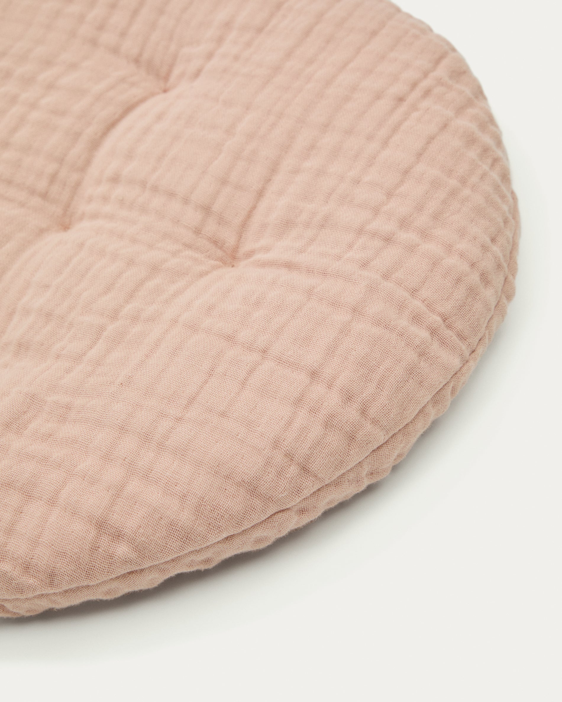 Laily pink cushion made of 100% organic cotton, Ø30 cm - Detail