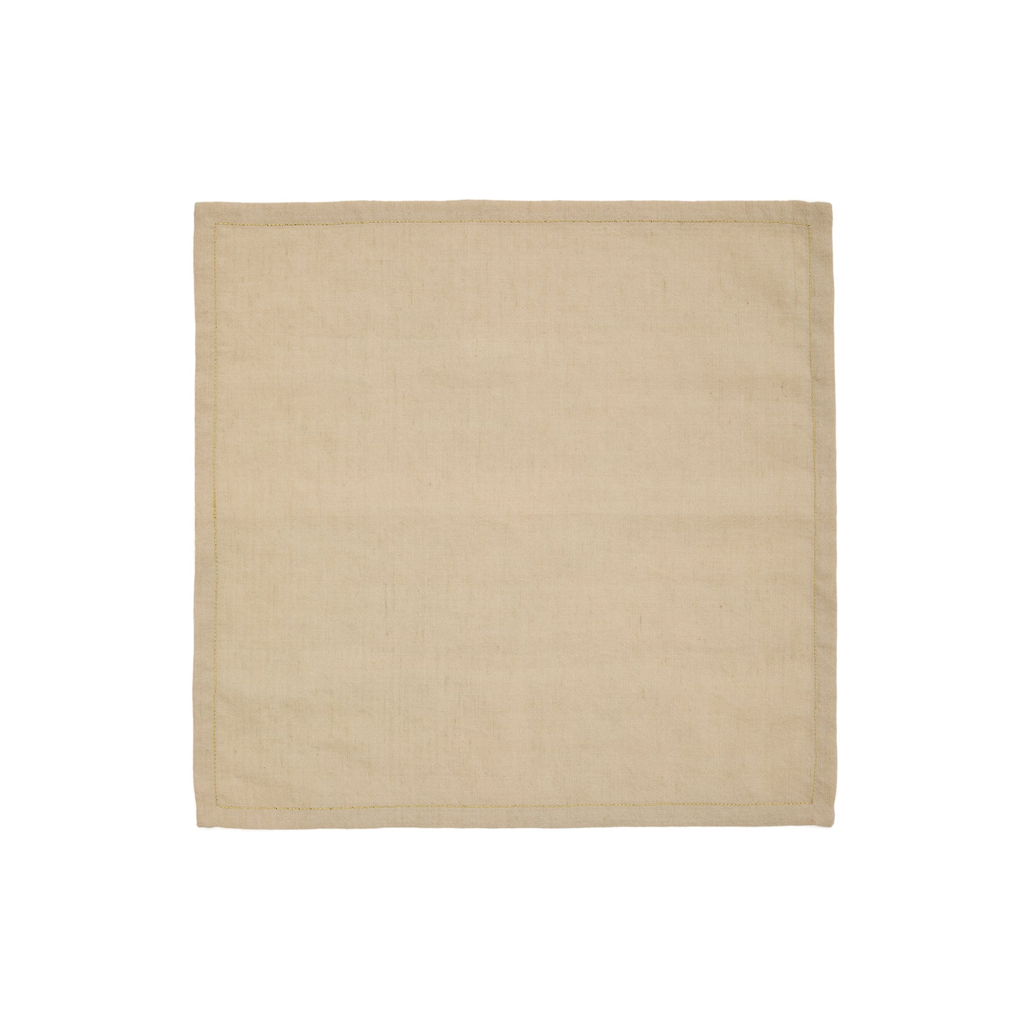 Oreti set of beige cotton and linen napkins with gold-coloured lurex embroidered detail - Product Image