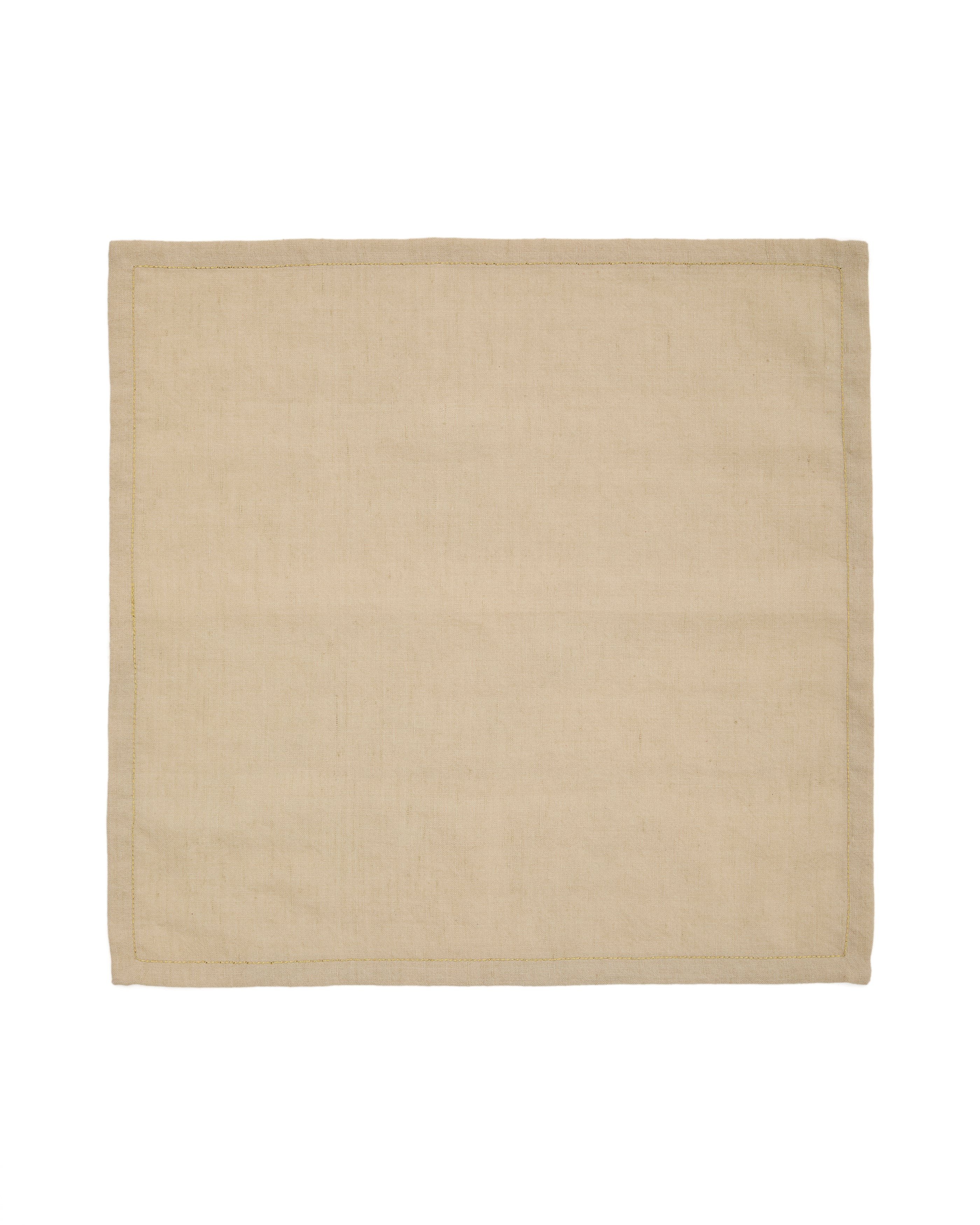 Oreti set of beige cotton and linen napkins with gold-coloured lurex embroidered detail - Product Image